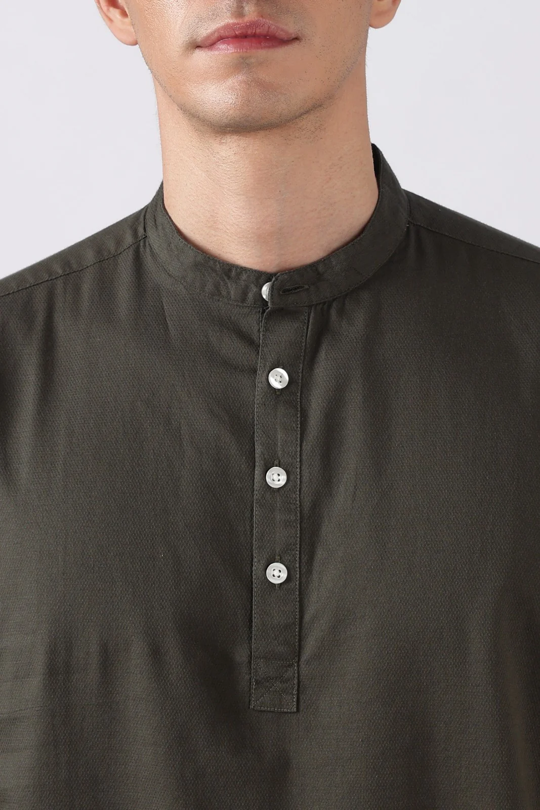 Classic Olive Textured Short Kurta - Image 3