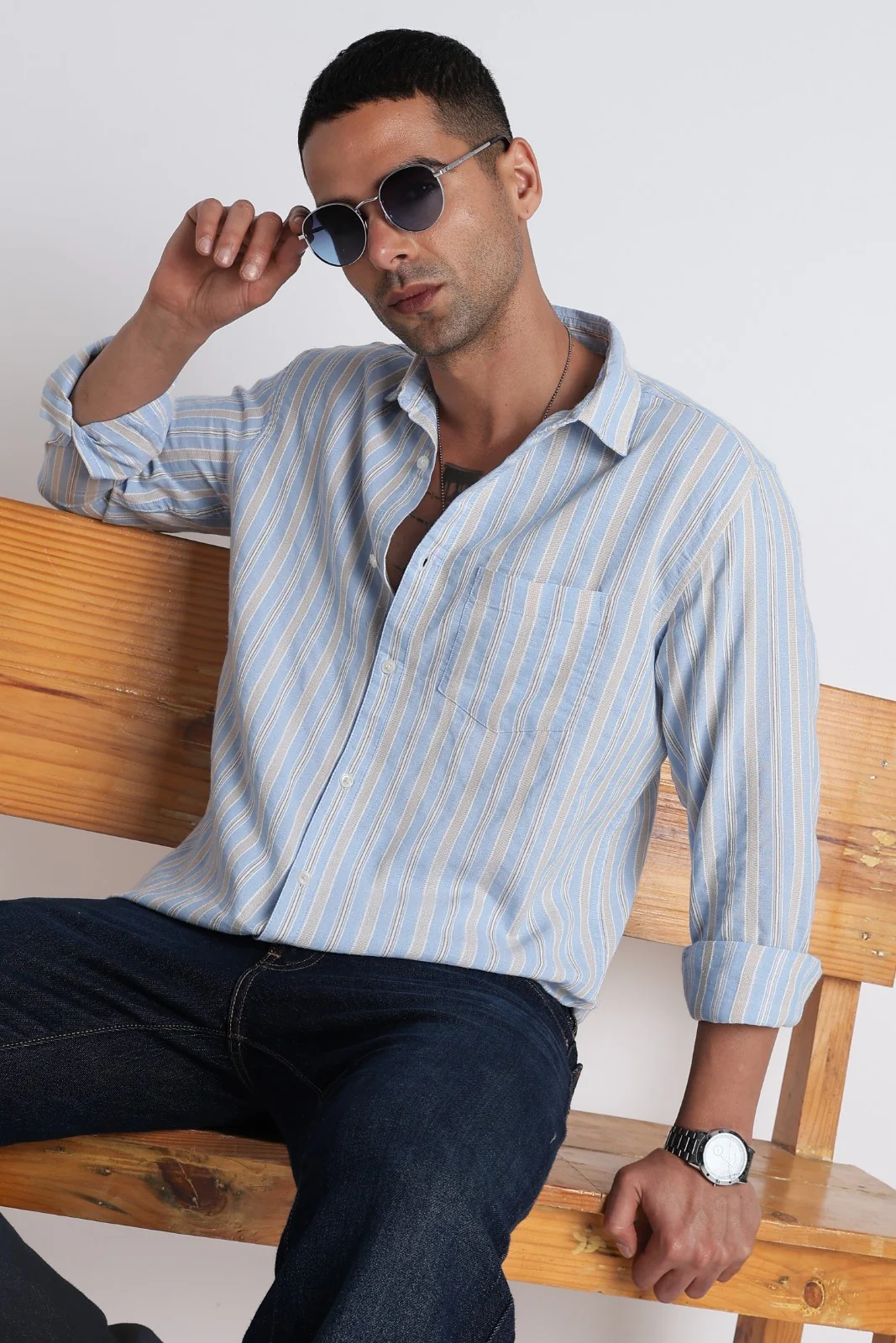 Coastal Blue Dobby Stripe Shirt - Image 2