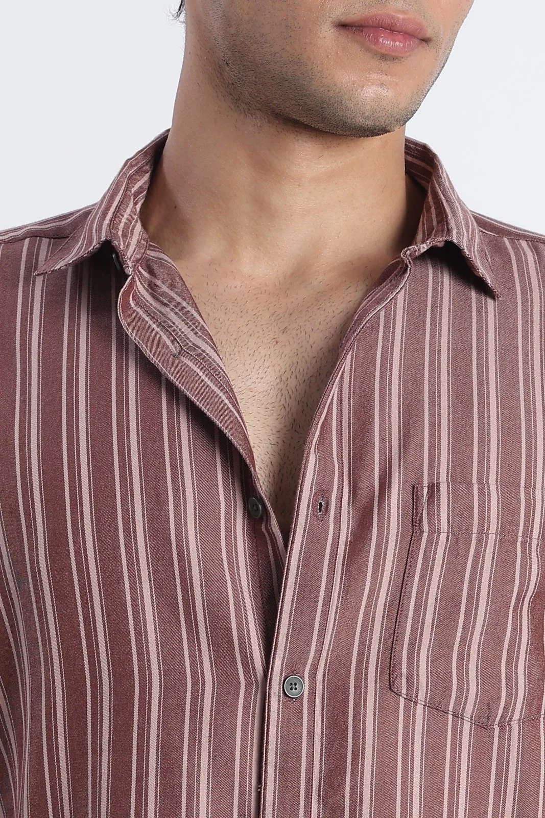 Cocoa Brown Stripe Casual Shirt - Image 3