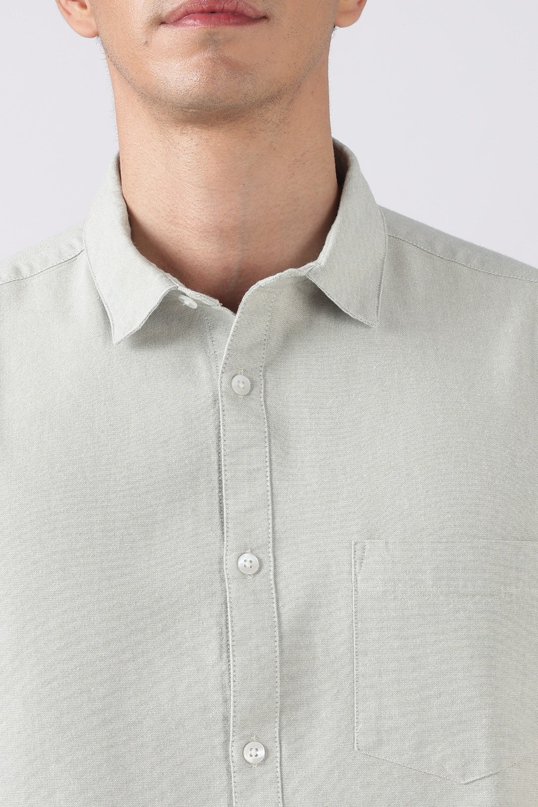 Dove Green Solid Casual Shirt - Image 3