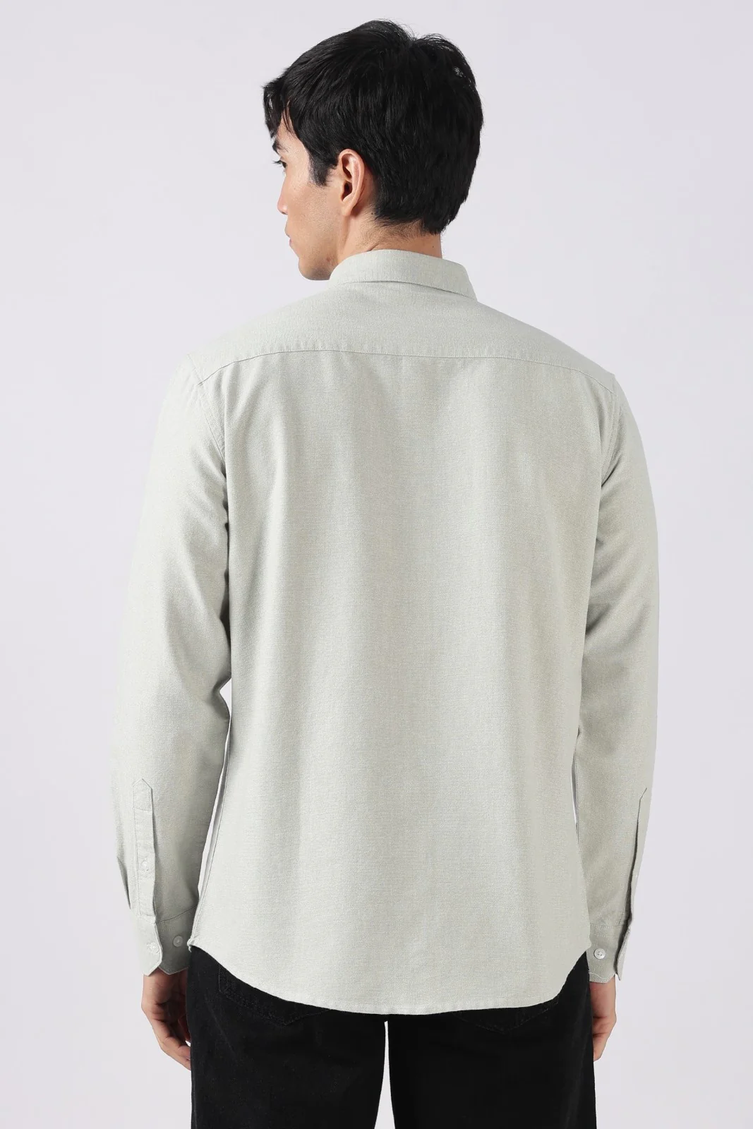 Dove Green Solid Casual Shirt - Image 5