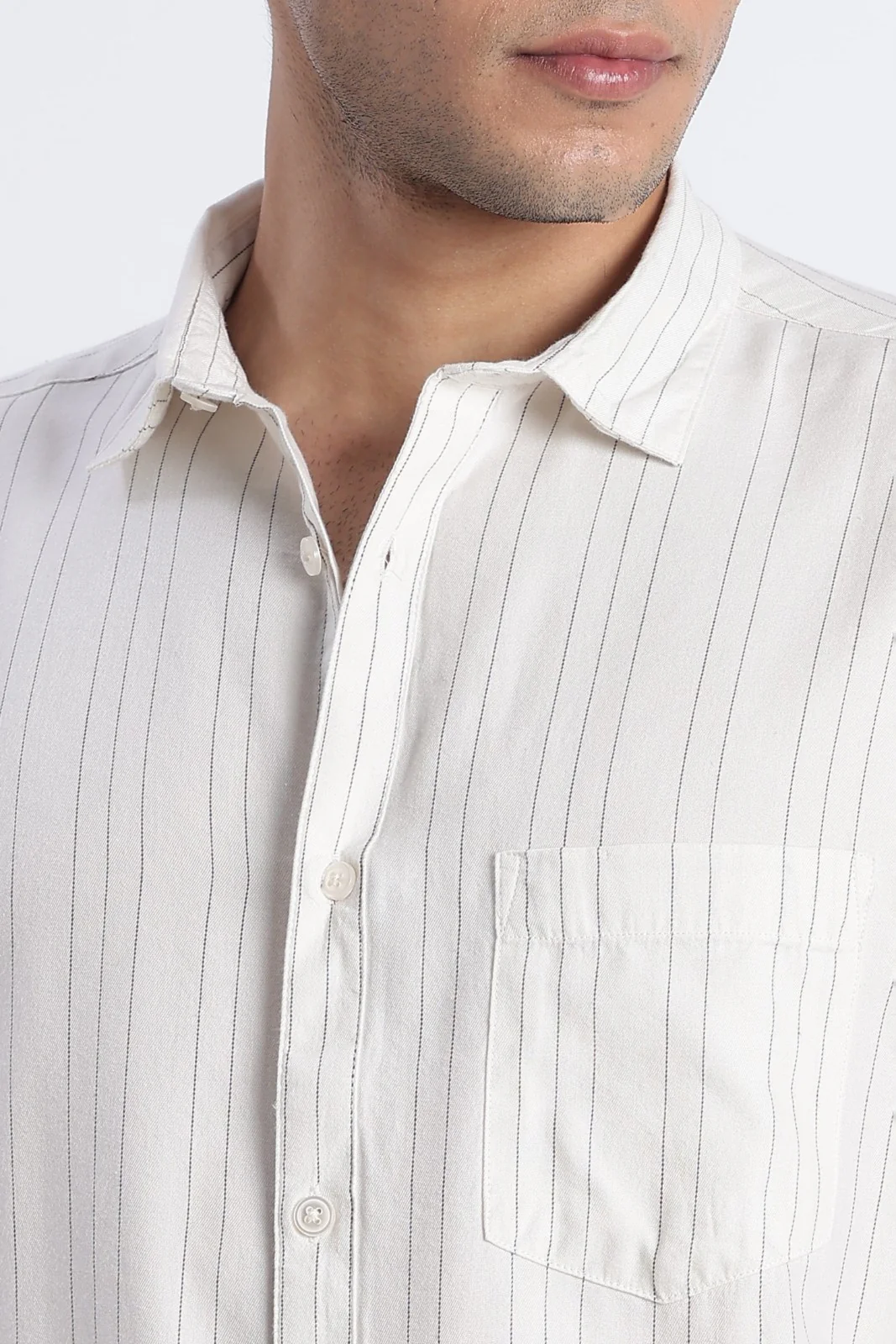Ivory Stripe Casual Shirt - Image 3