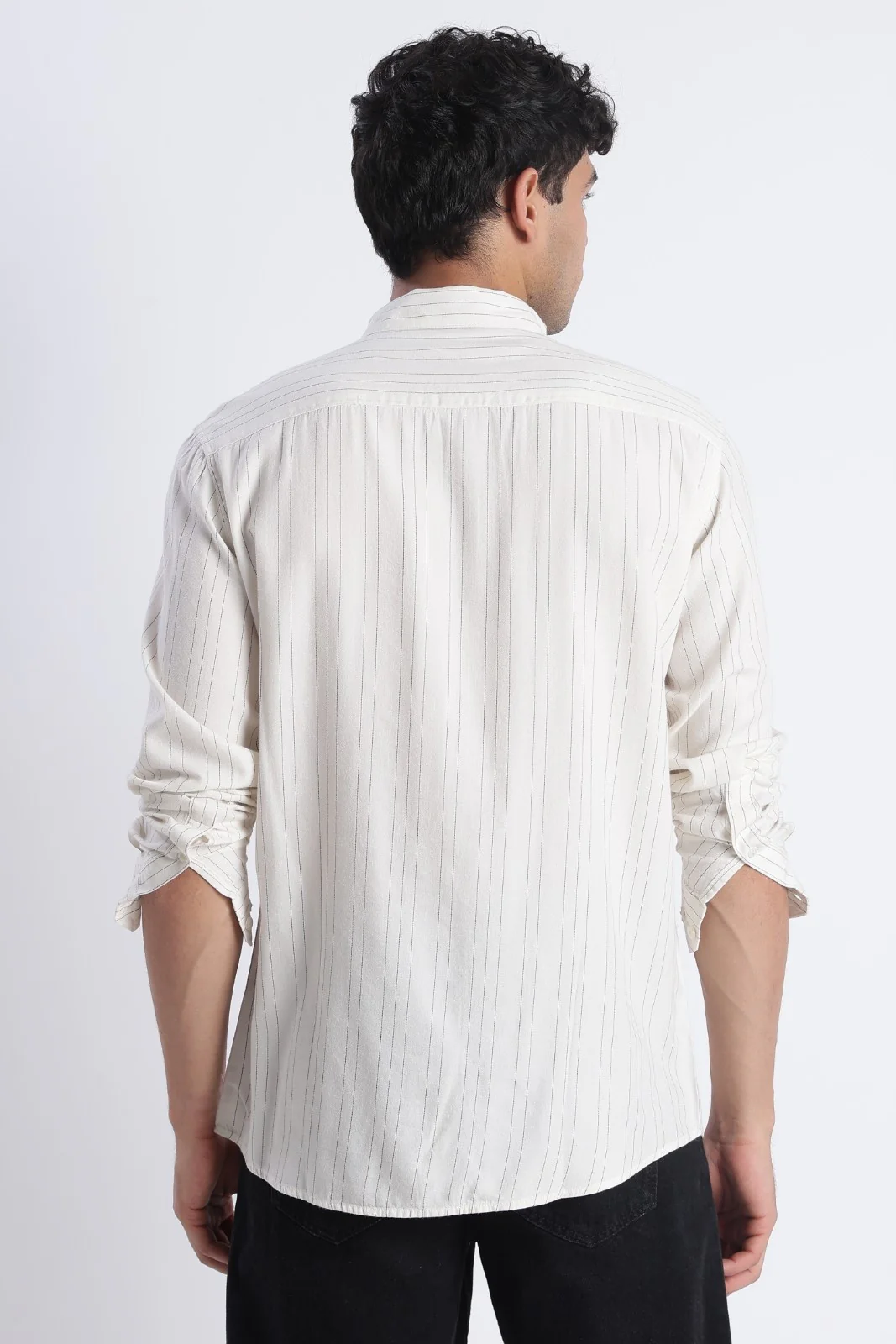 Ivory Stripe Casual Shirt - Image 4