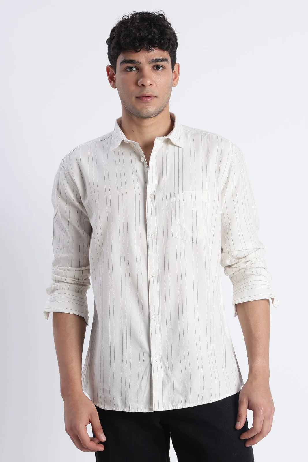Ivory Stripe Casual Shirt - Image 5