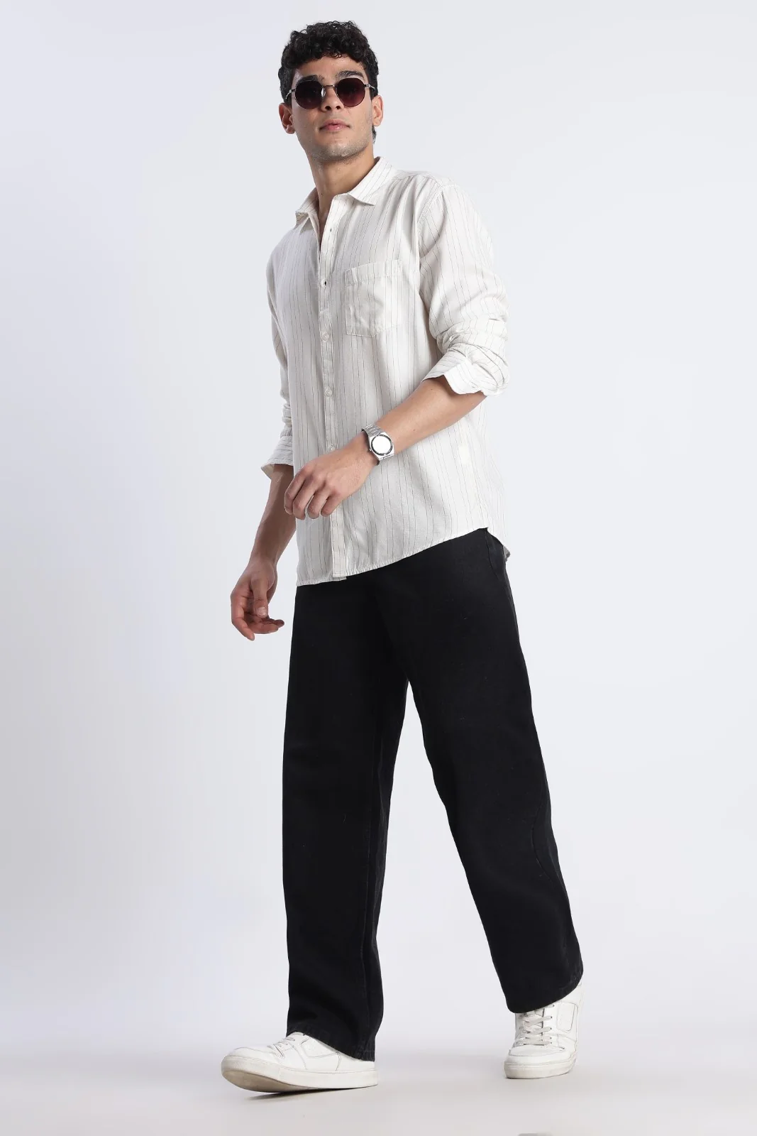 Ivory Stripe Casual Shirt - Image 6