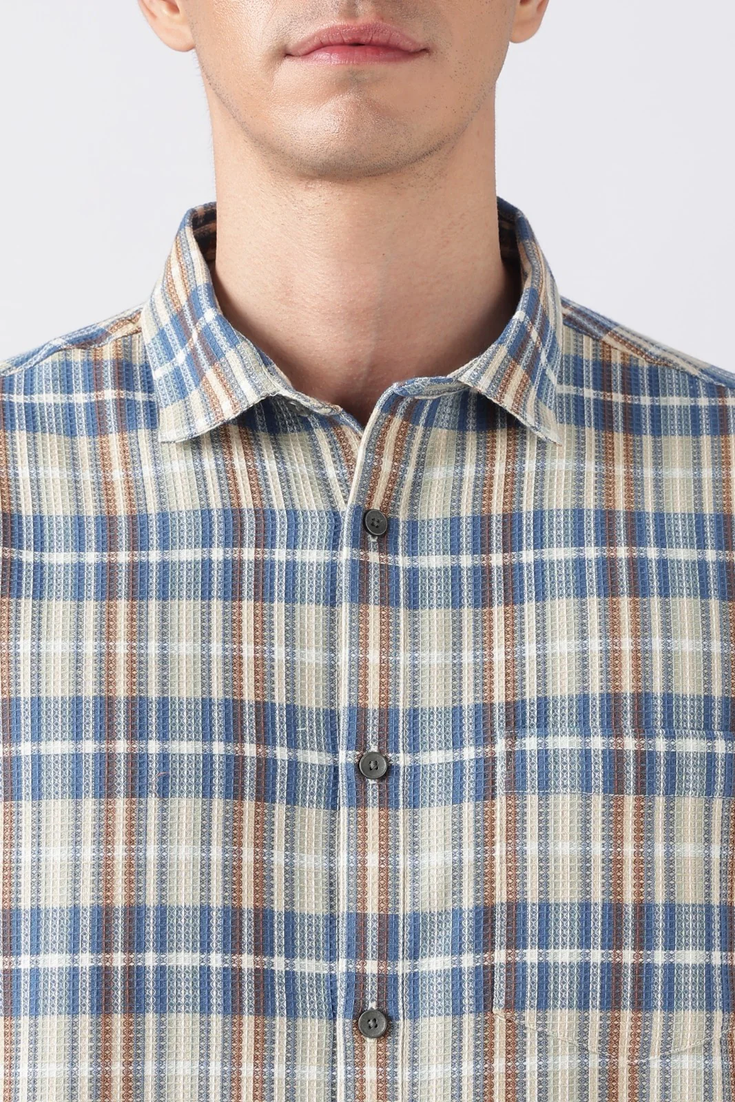 Multicolor Plaid Waffle Casual Shirt - Image 3