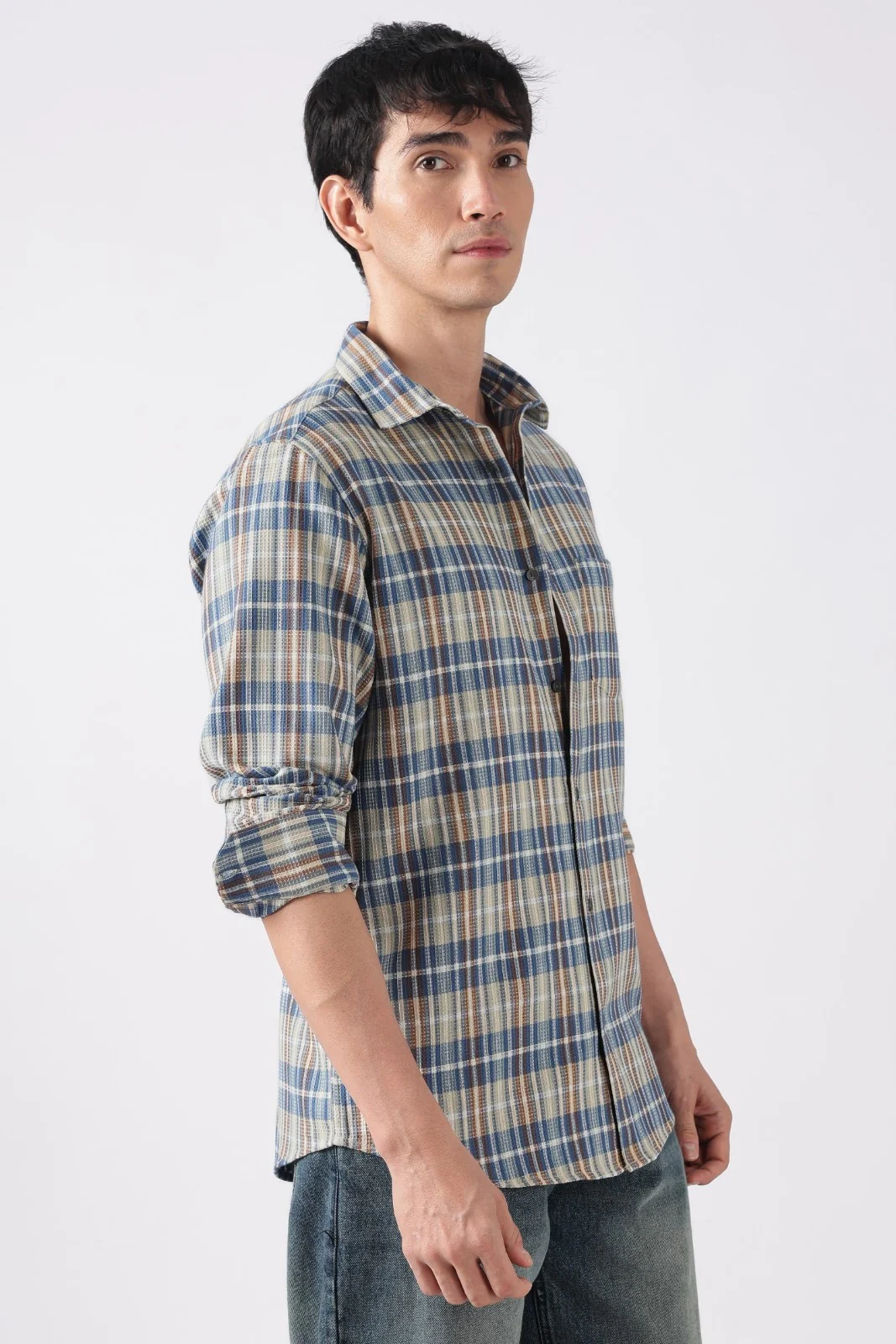 Multicolor Plaid Waffle Casual Shirt - Image 5