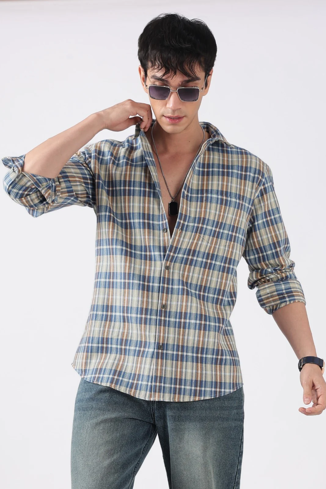 Multicolor Plaid Waffle Casual Shirt - Image 7