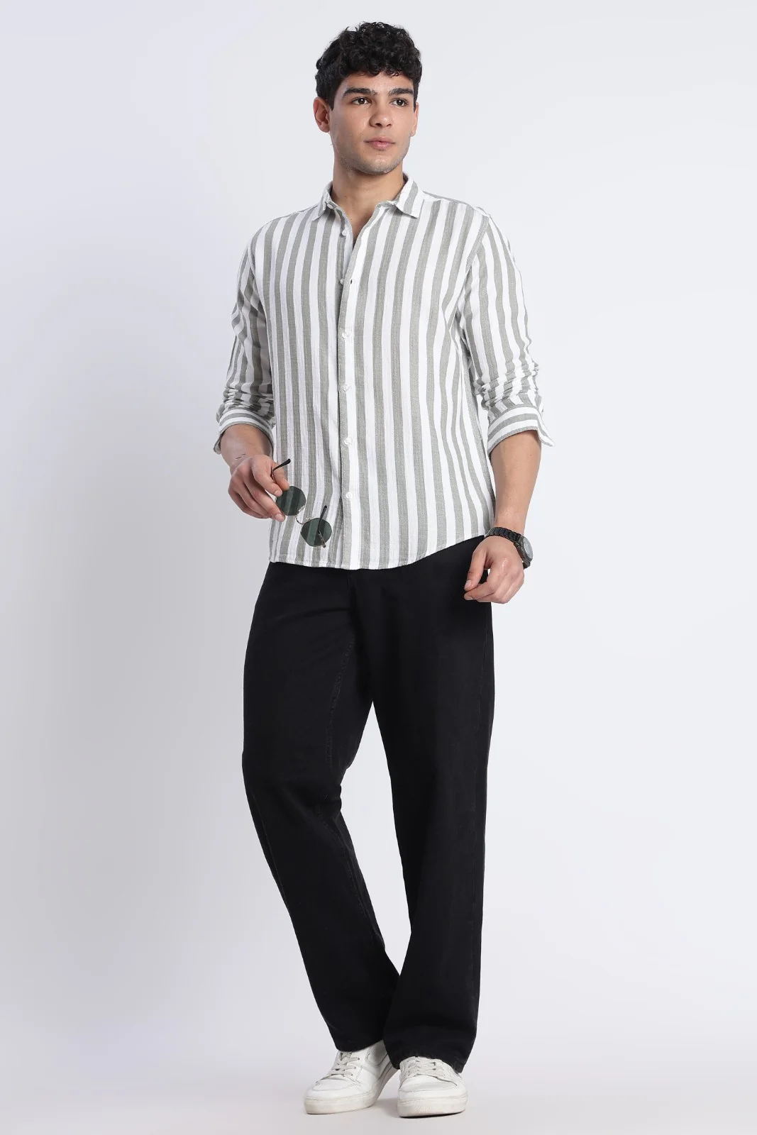 Sage Green Stripe Double Cloth Shirt - Image 6