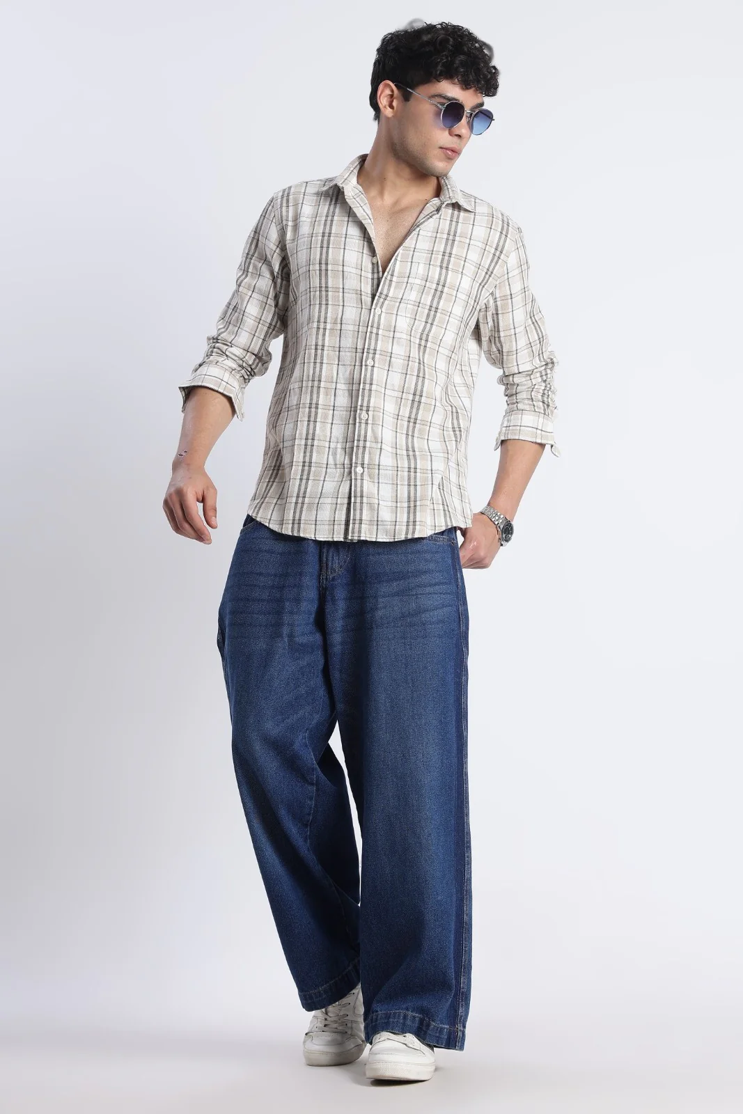 Sand Check Cotton Casual Shirt - Image 6