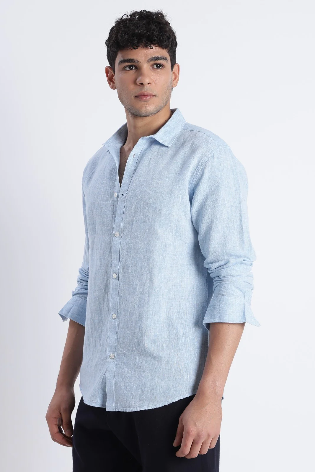 Sky Blue Linen Shirt - Image 4