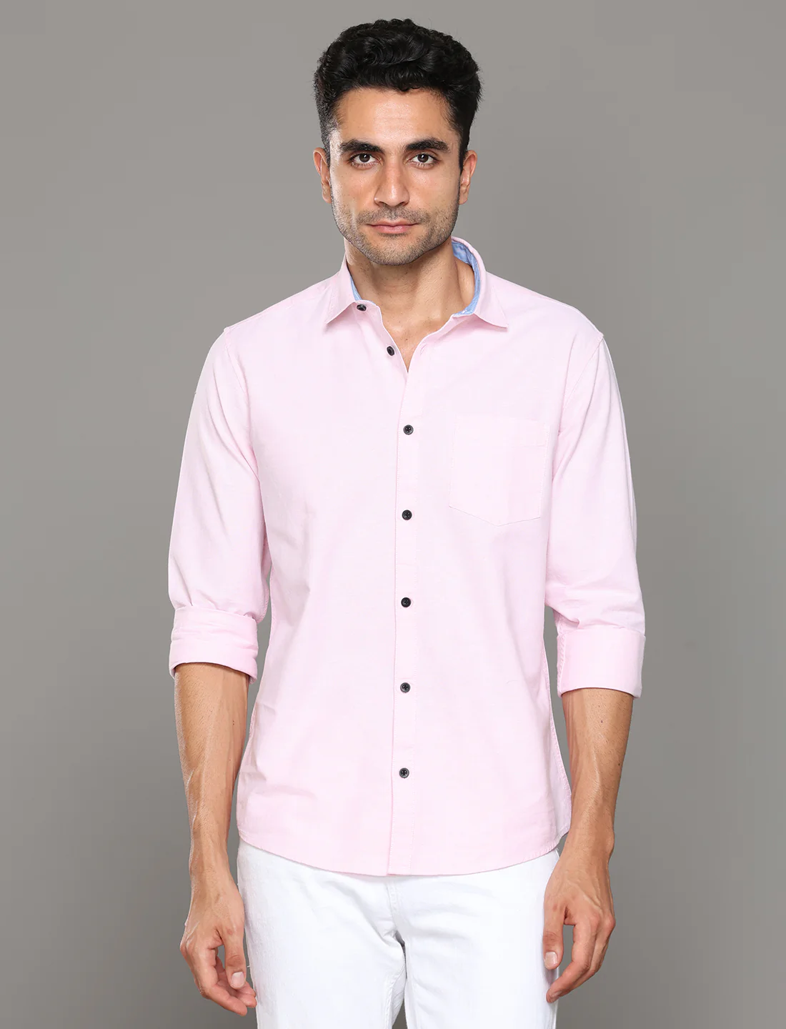 Uri Baby Pink Oxford Casual Shirt - Image 3