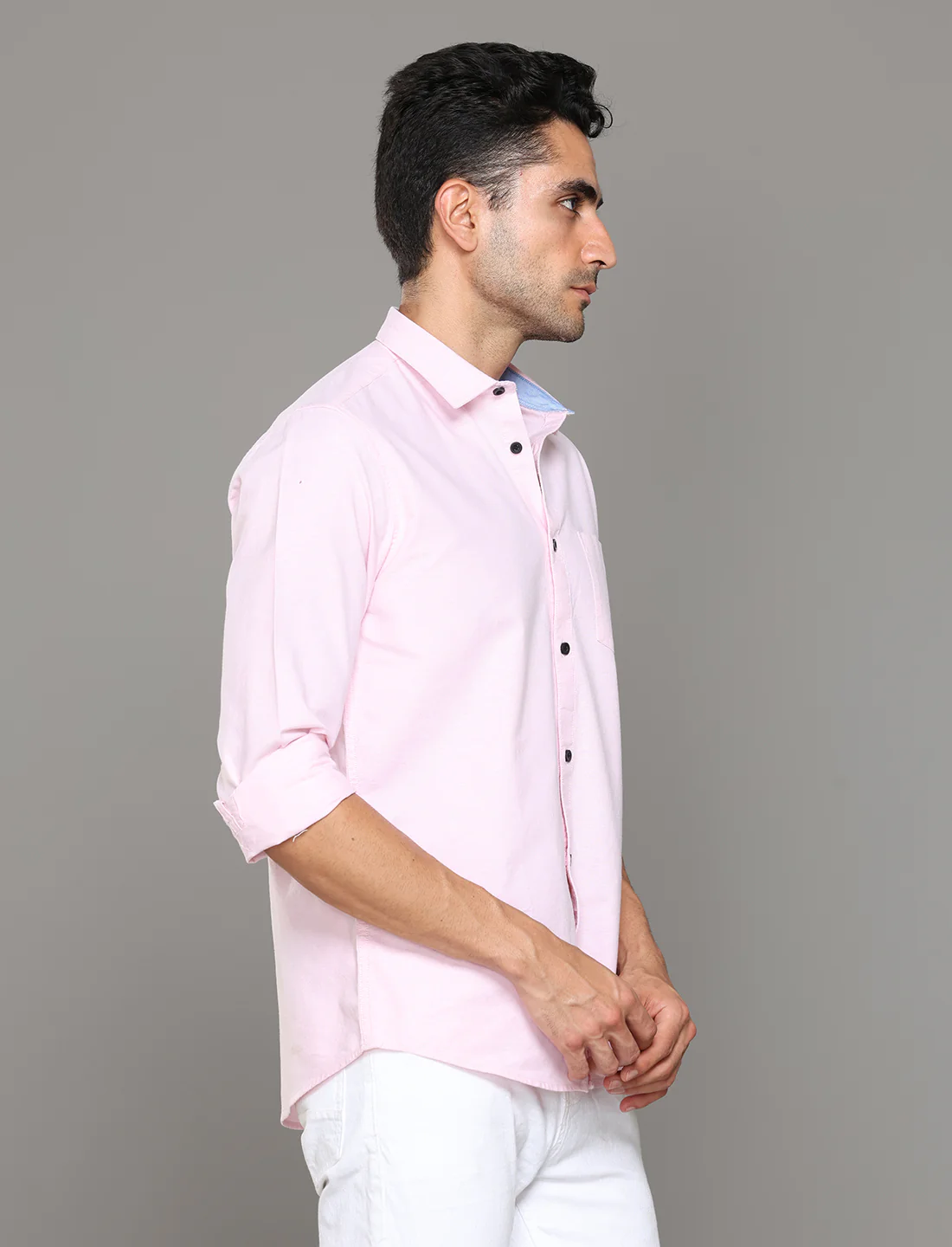 Uri Baby Pink Oxford Casual Shirt - Image 4
