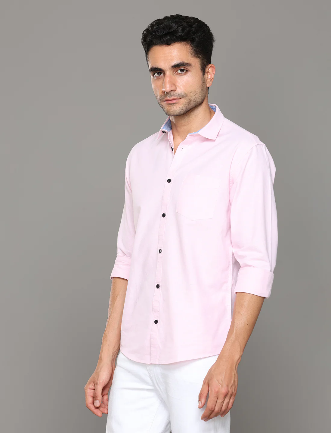 Uri Baby Pink Oxford Casual Shirt - Image 6