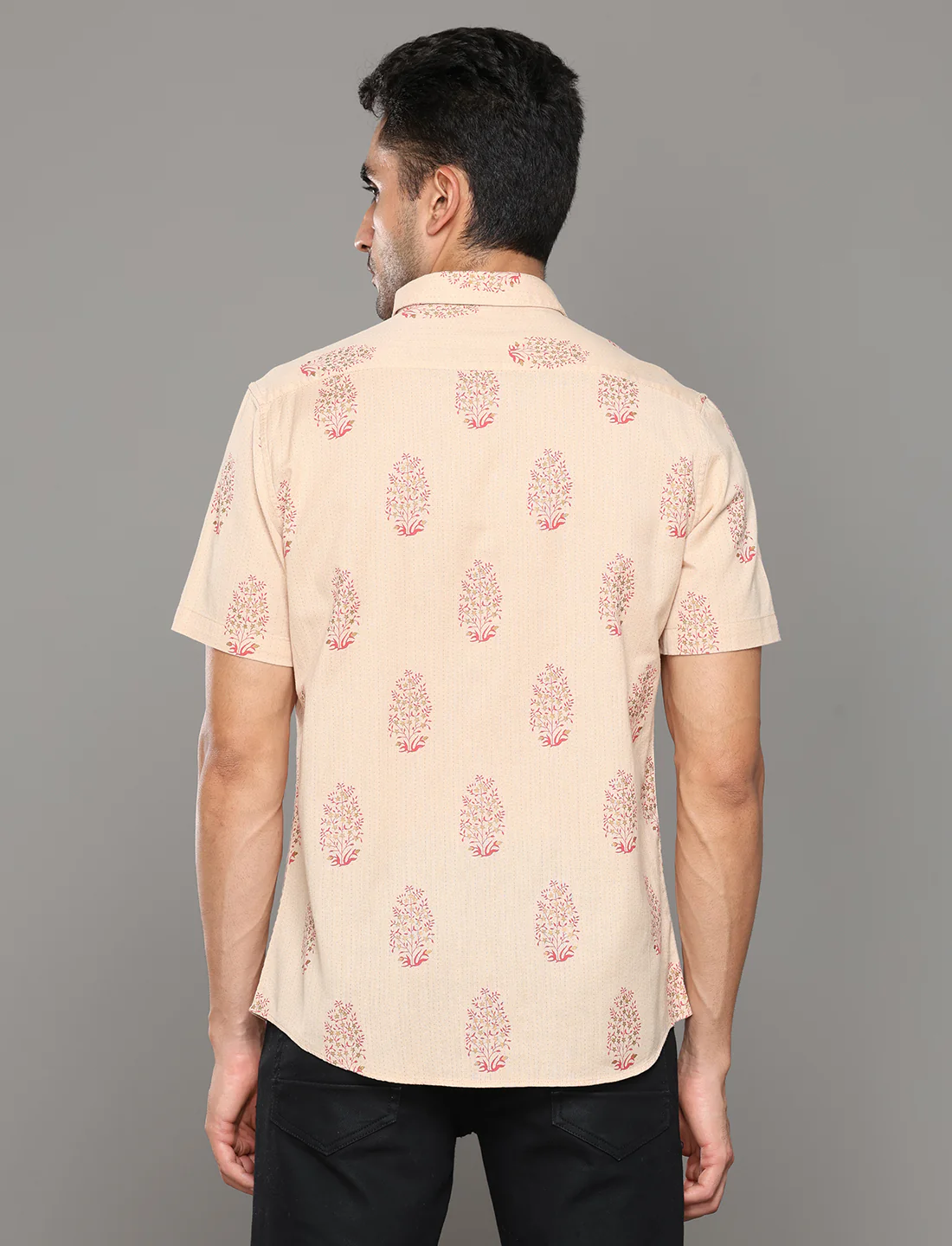 Uri Beige Printed Short Sleeves Shirt - Image 3