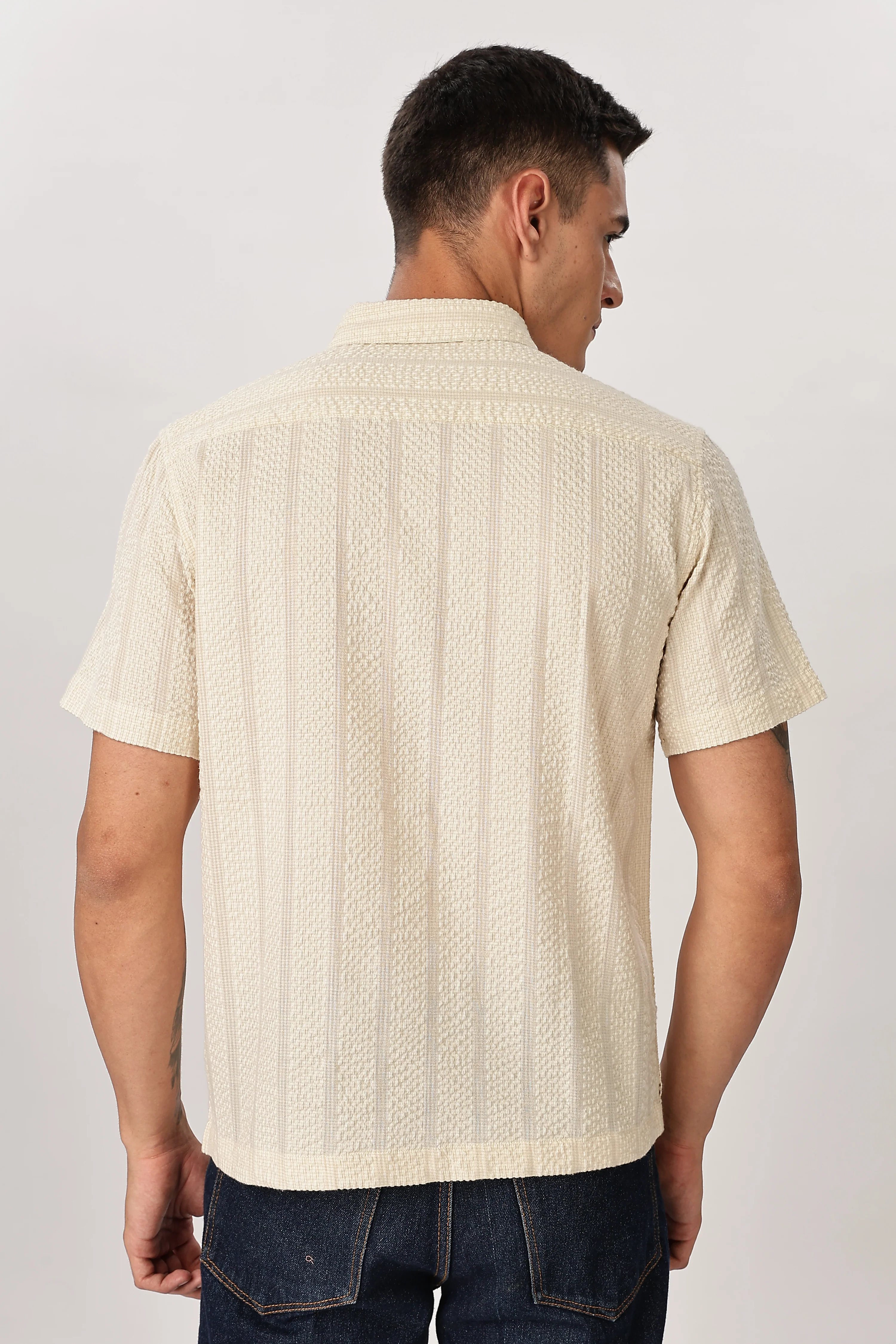Uri Beige Seersucker Shirt - Image 4