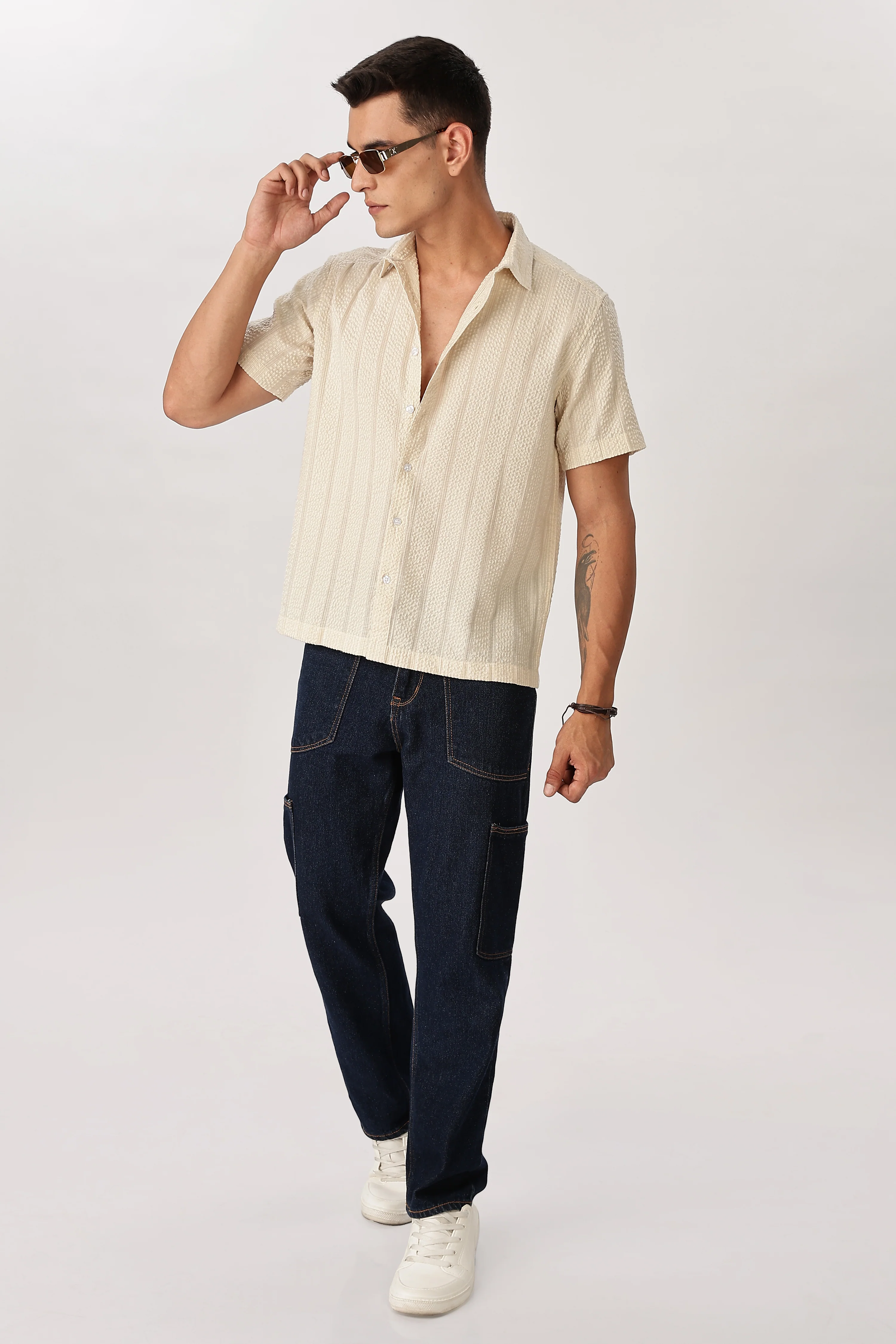 Uri Beige Seersucker Shirt - Image 7