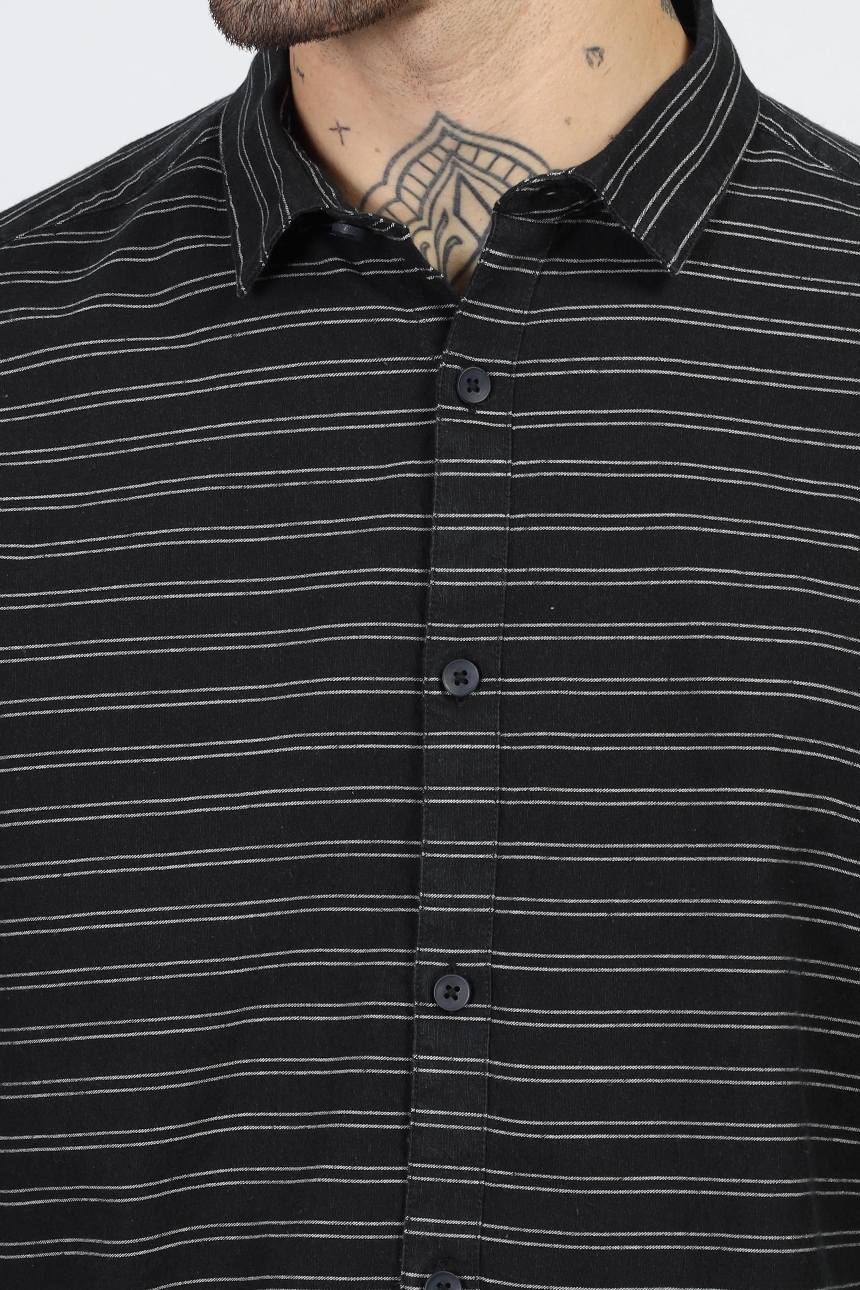 Uri Black Horizontal Stripe Full Sleeve Shirt - Image 7