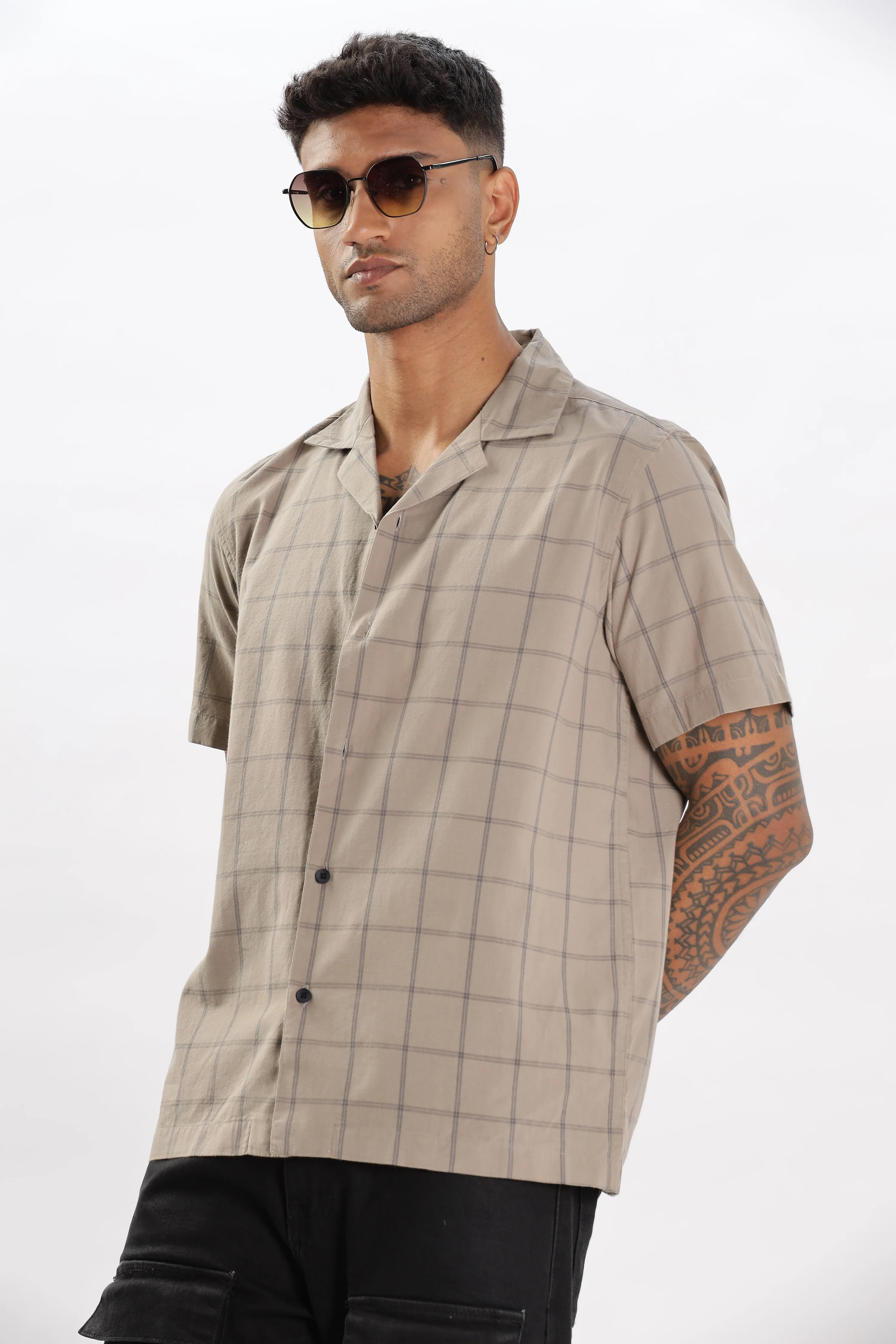 Uri Brown Checked Cotton Casual Shirt - Image 2
