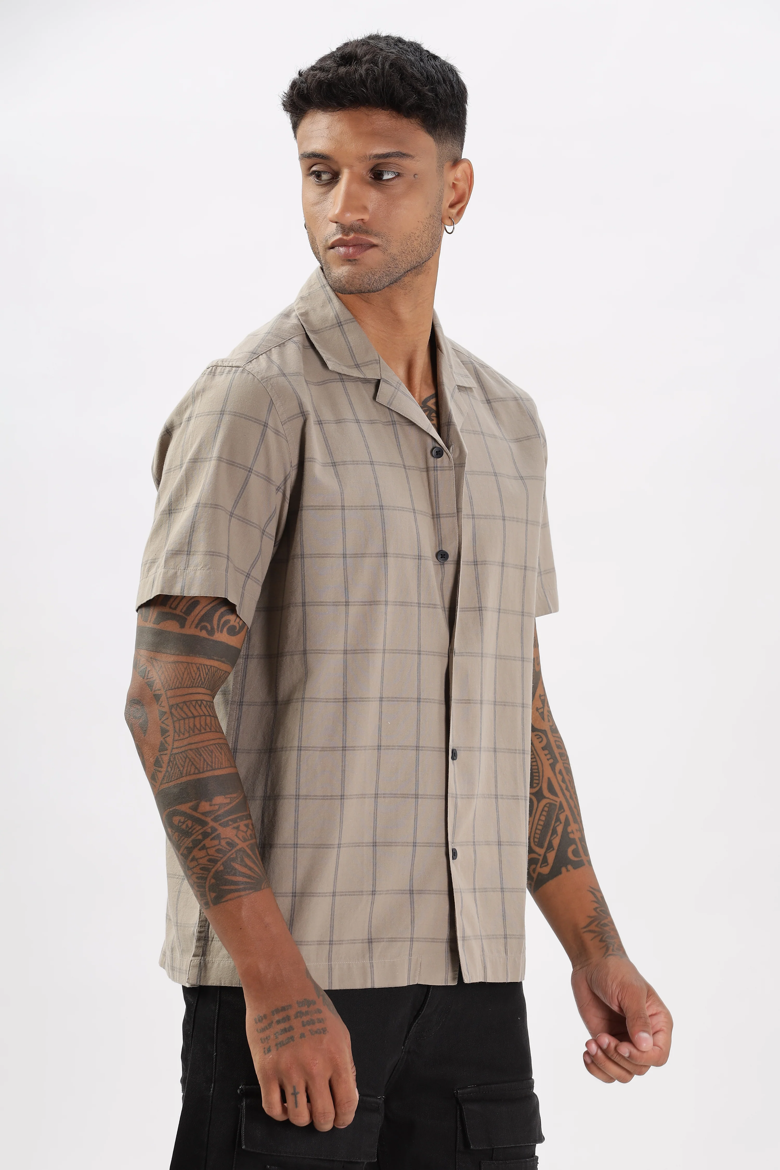 Uri Brown Checked Cotton Casual Shirt - Image 3