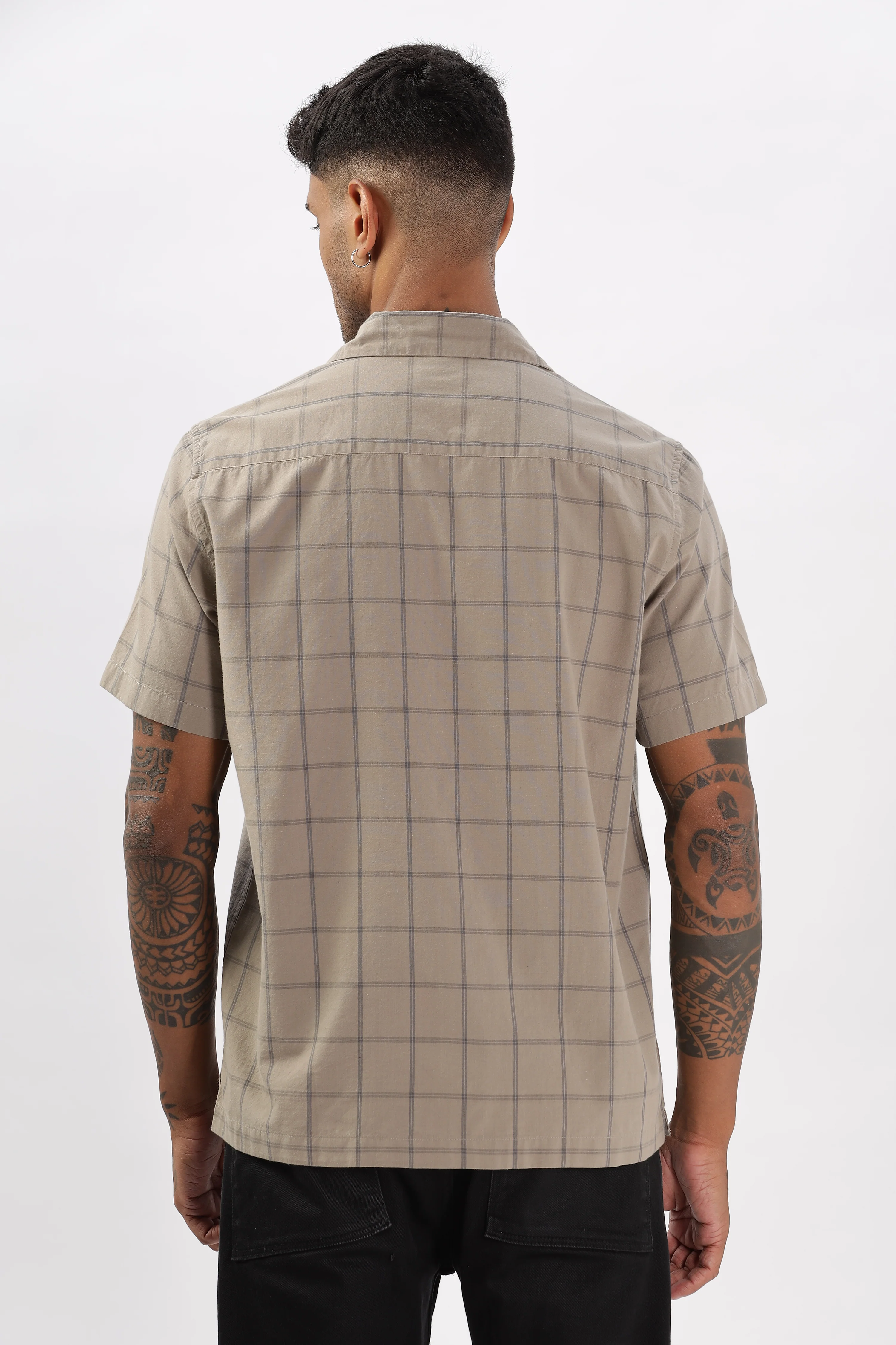Uri Brown Checked Cotton Casual Shirt - Image 4
