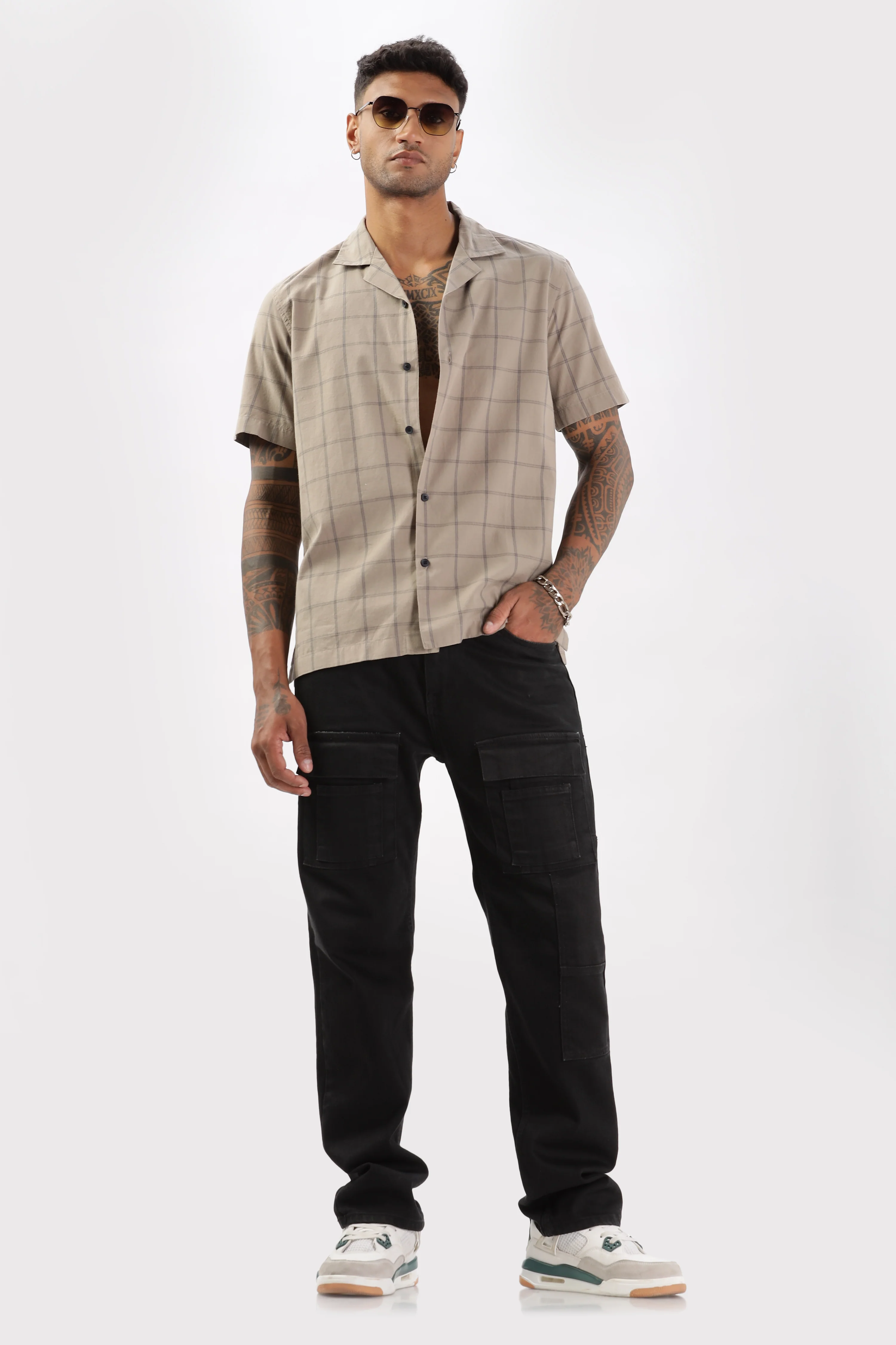 Uri Brown Checked Cotton Casual Shirt - Image 5