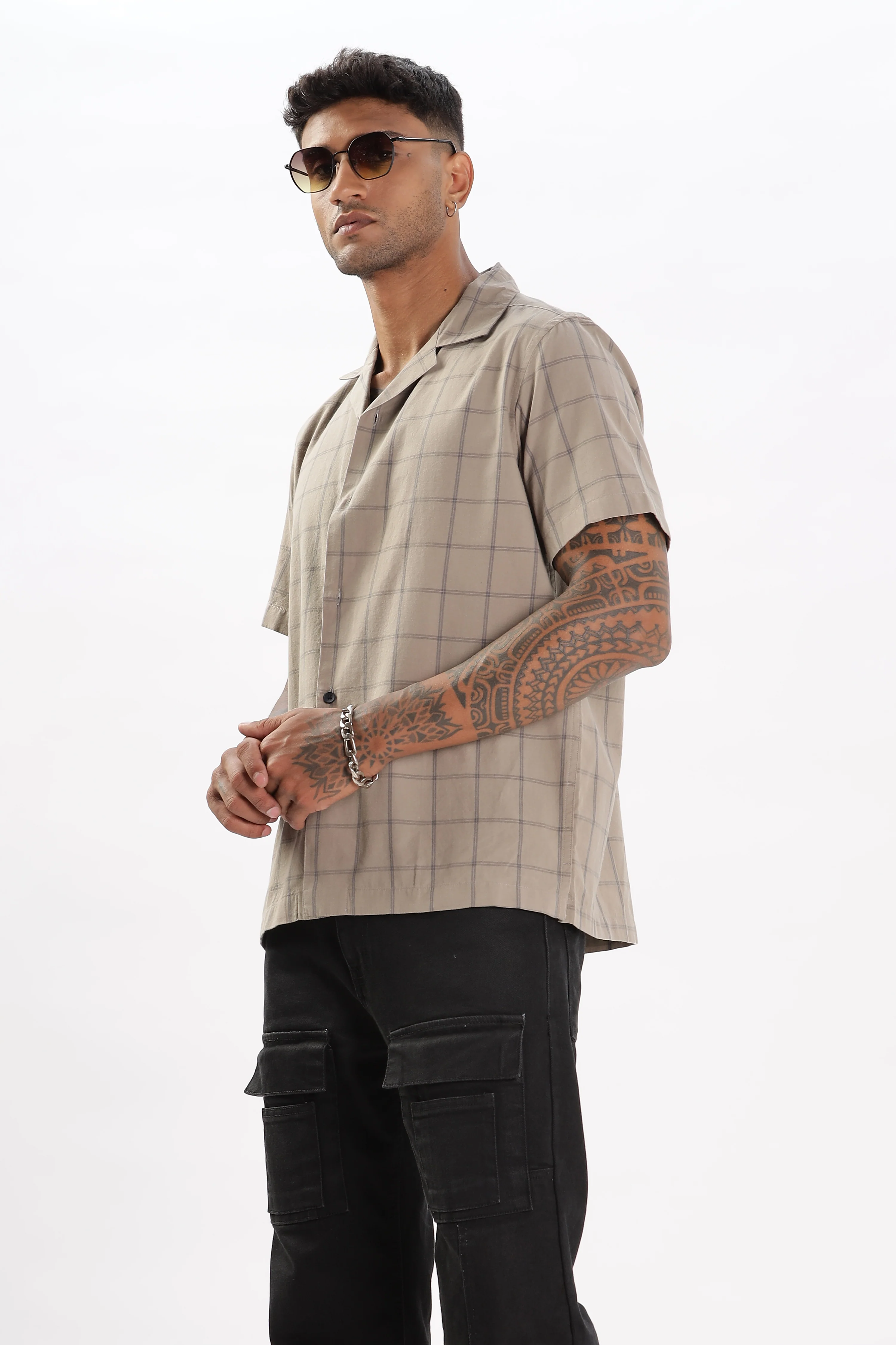 Uri Brown Checked Cotton Casual Shirt - Image 6