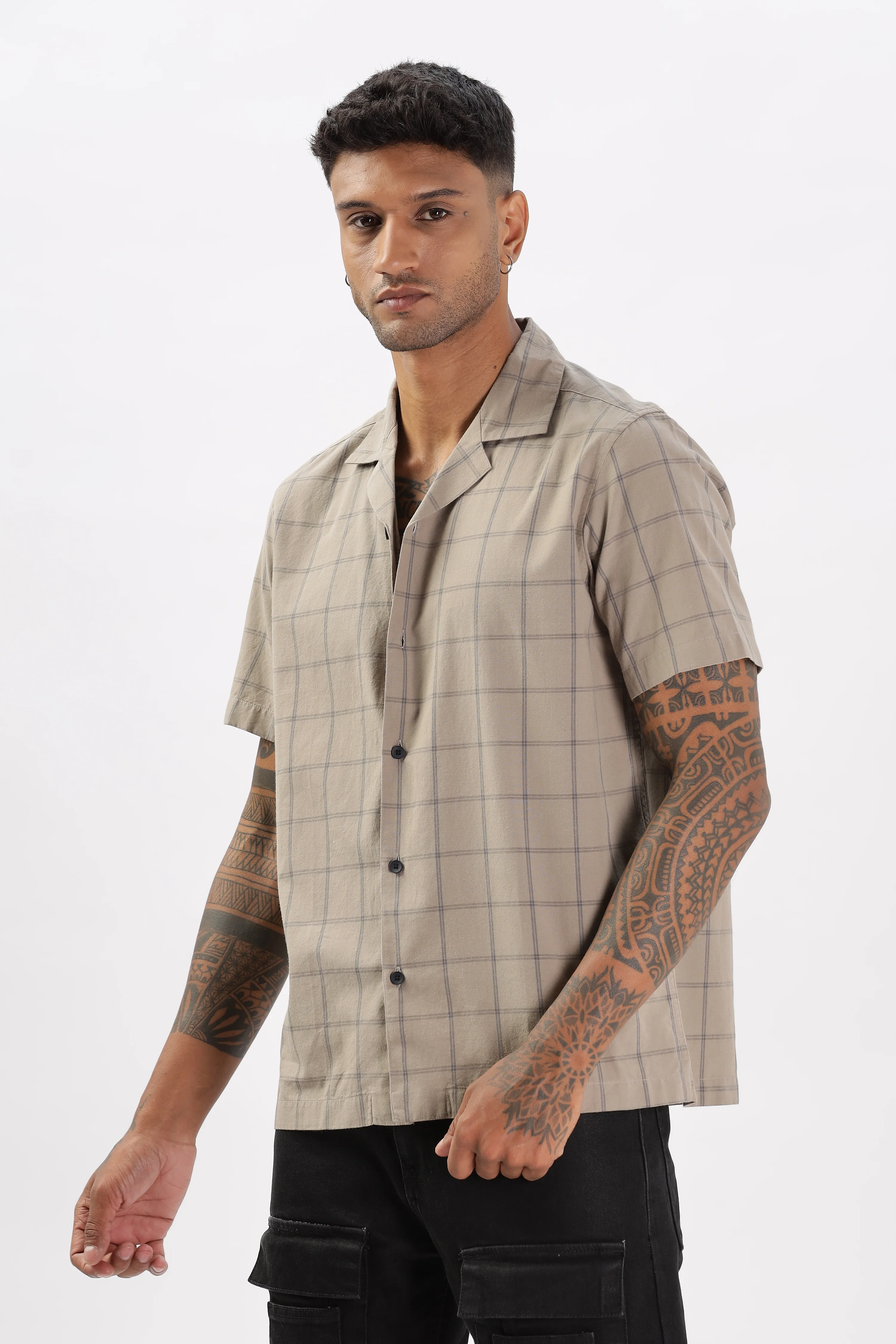 Uri Brown Checked Cotton Casual Shirt - Image 7
