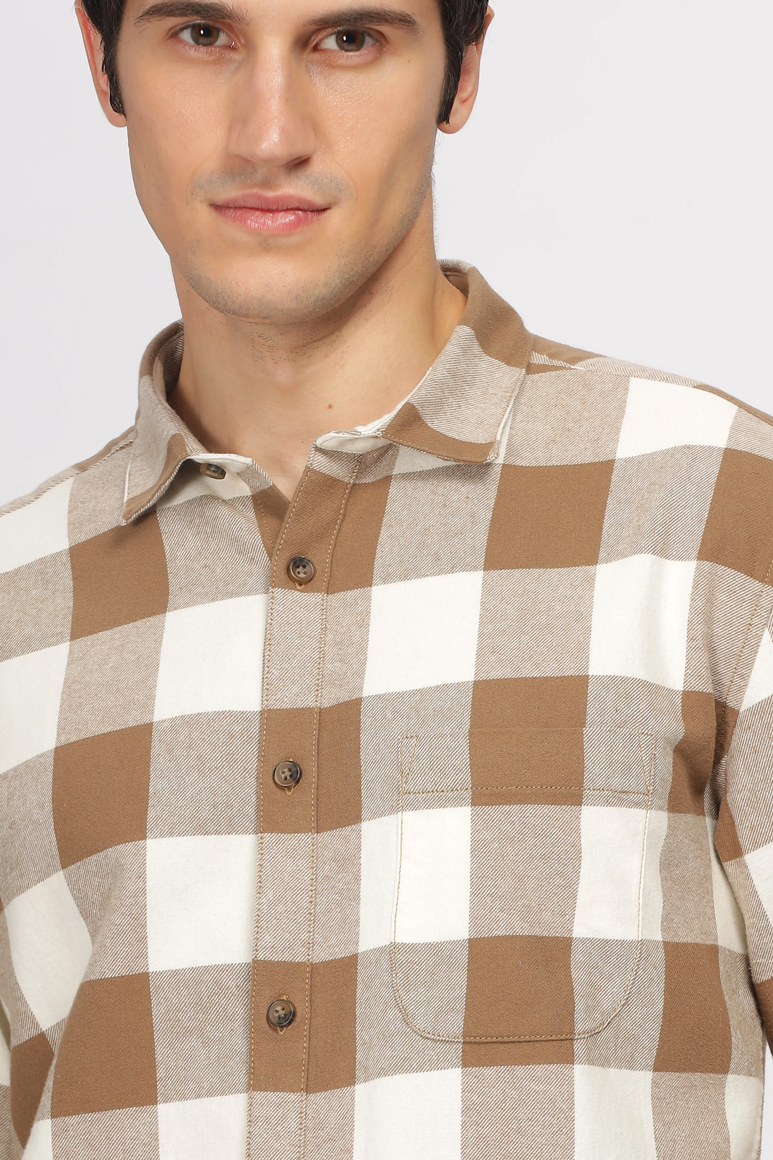 Uri Brown Checked Flannel Shirt - Image 2