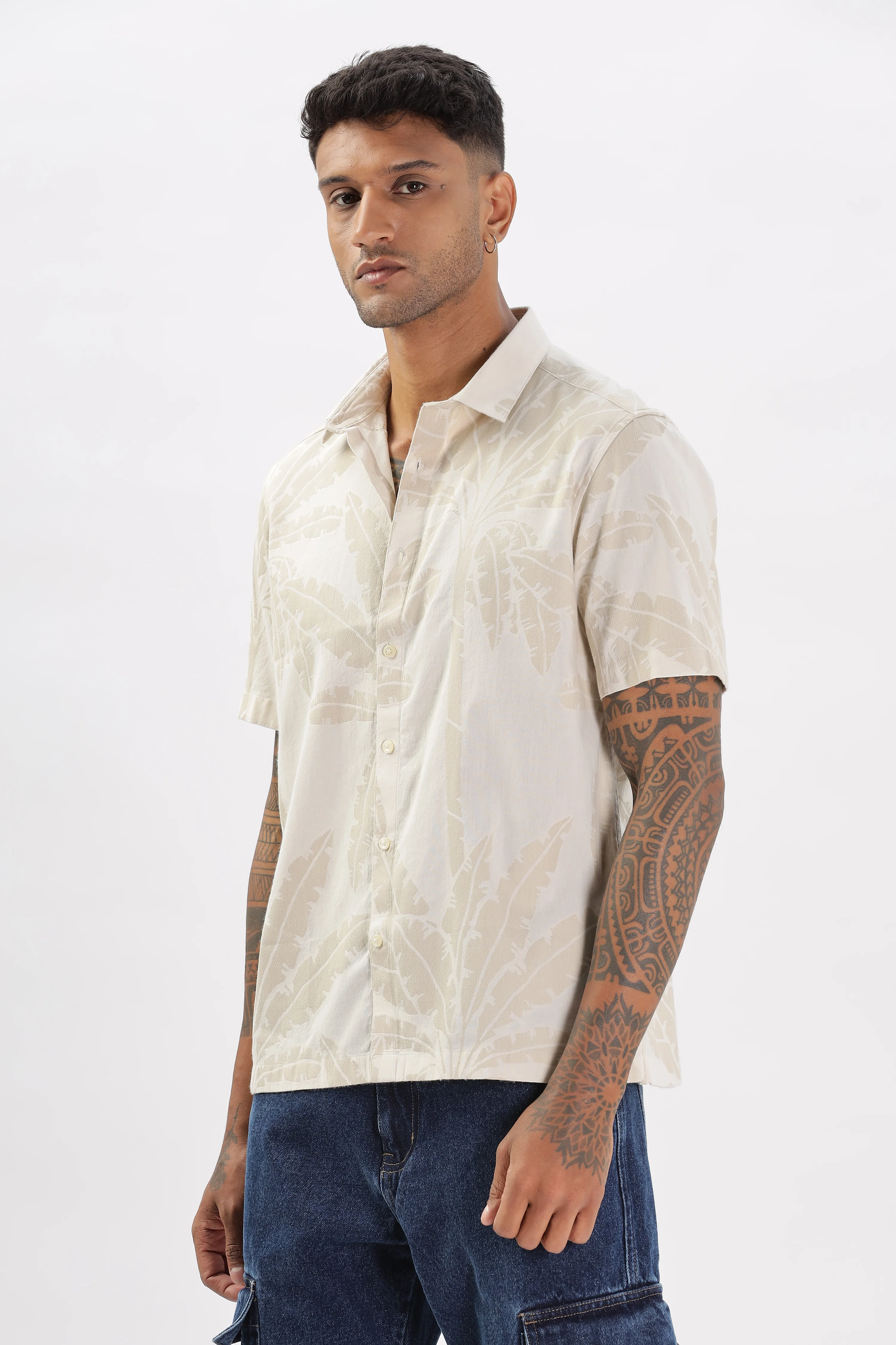 Uri Cream Floral Print Boxy Shirt - Image 4