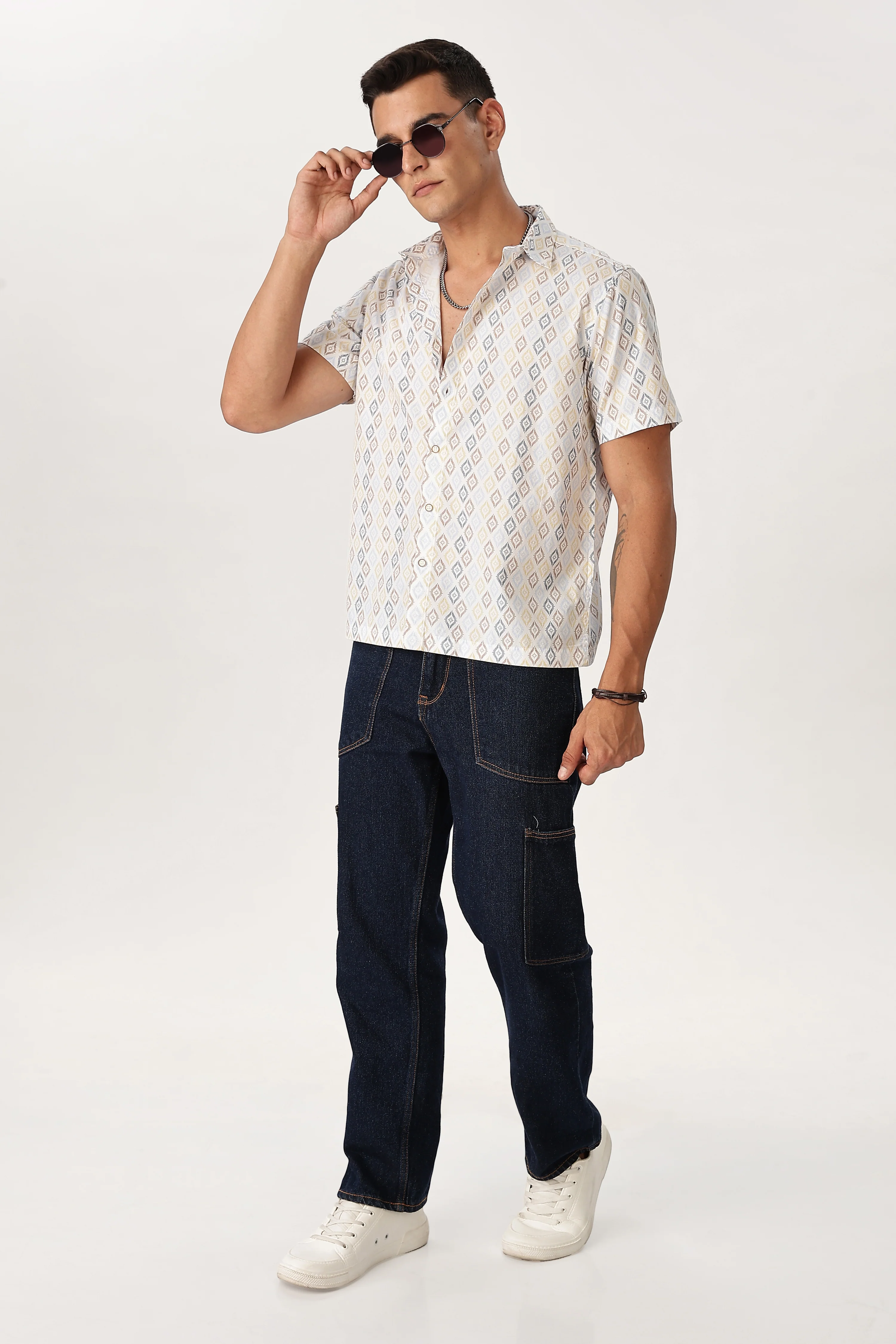 Uri Geometric Print Box Fit Shirt - Image 6