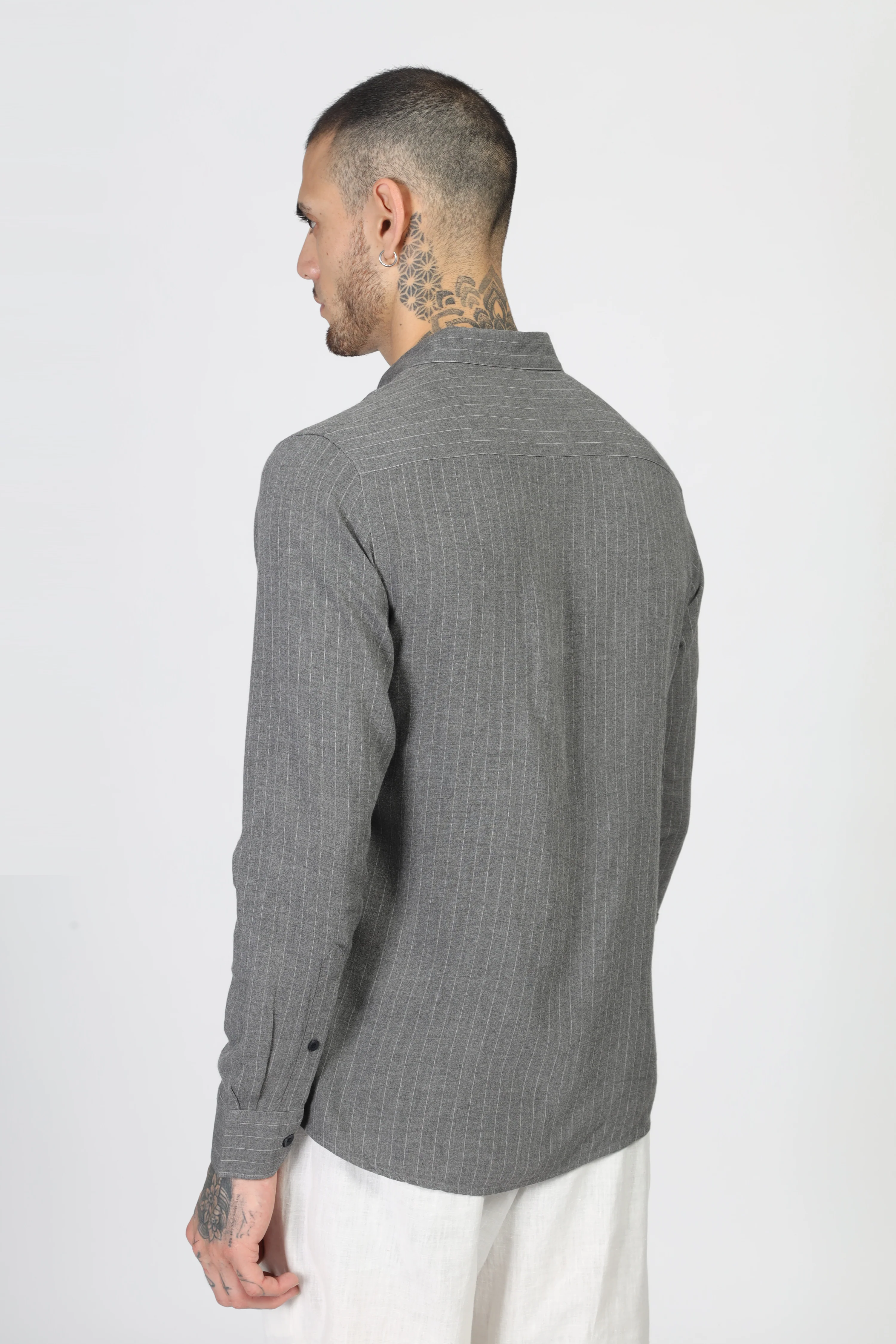 Uri Grey Stripe Full Sleeve Shirt - Image 4
