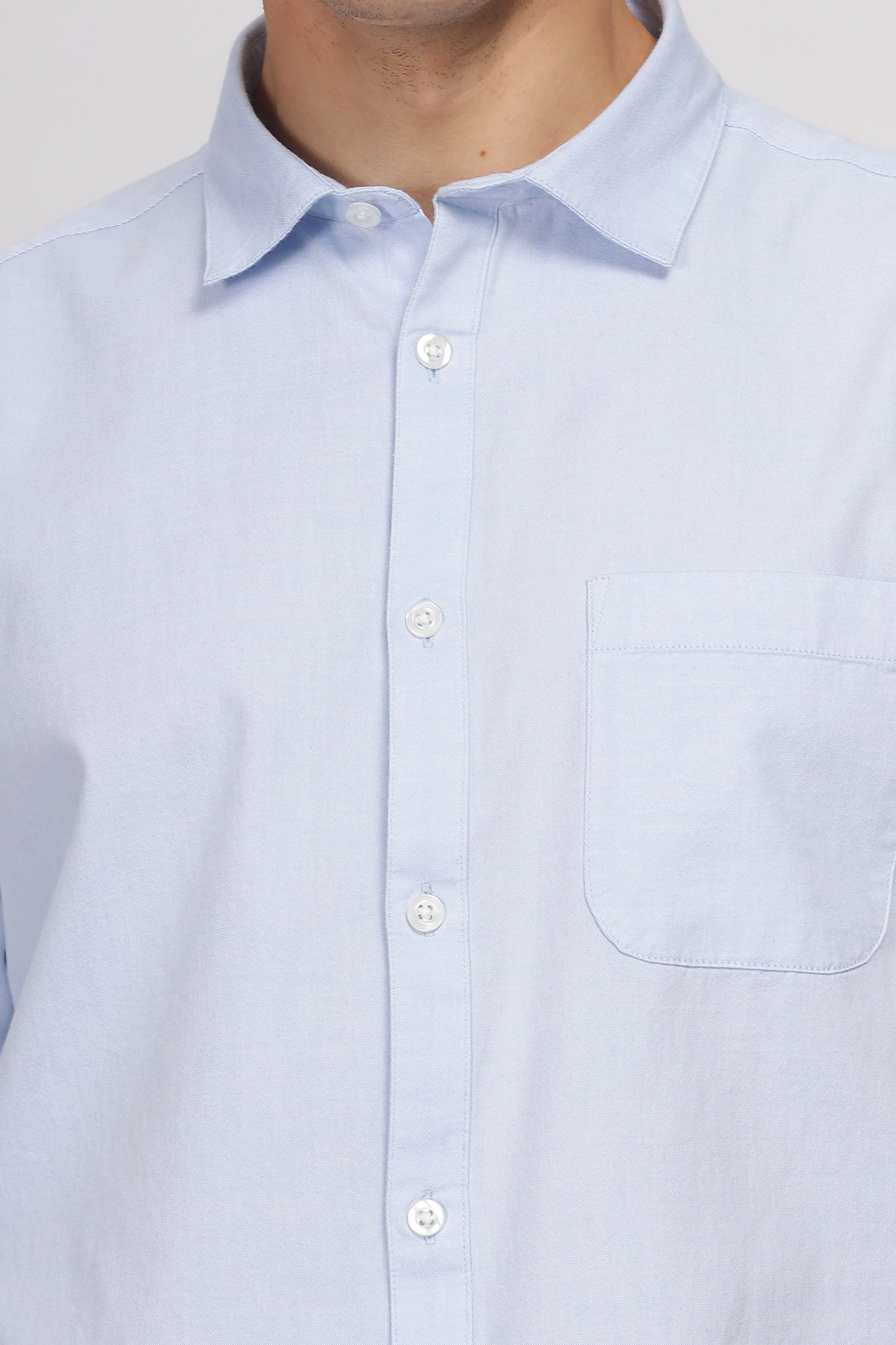 Uri Half Sleeve Sky Blue Oxford Shirt - Image 6