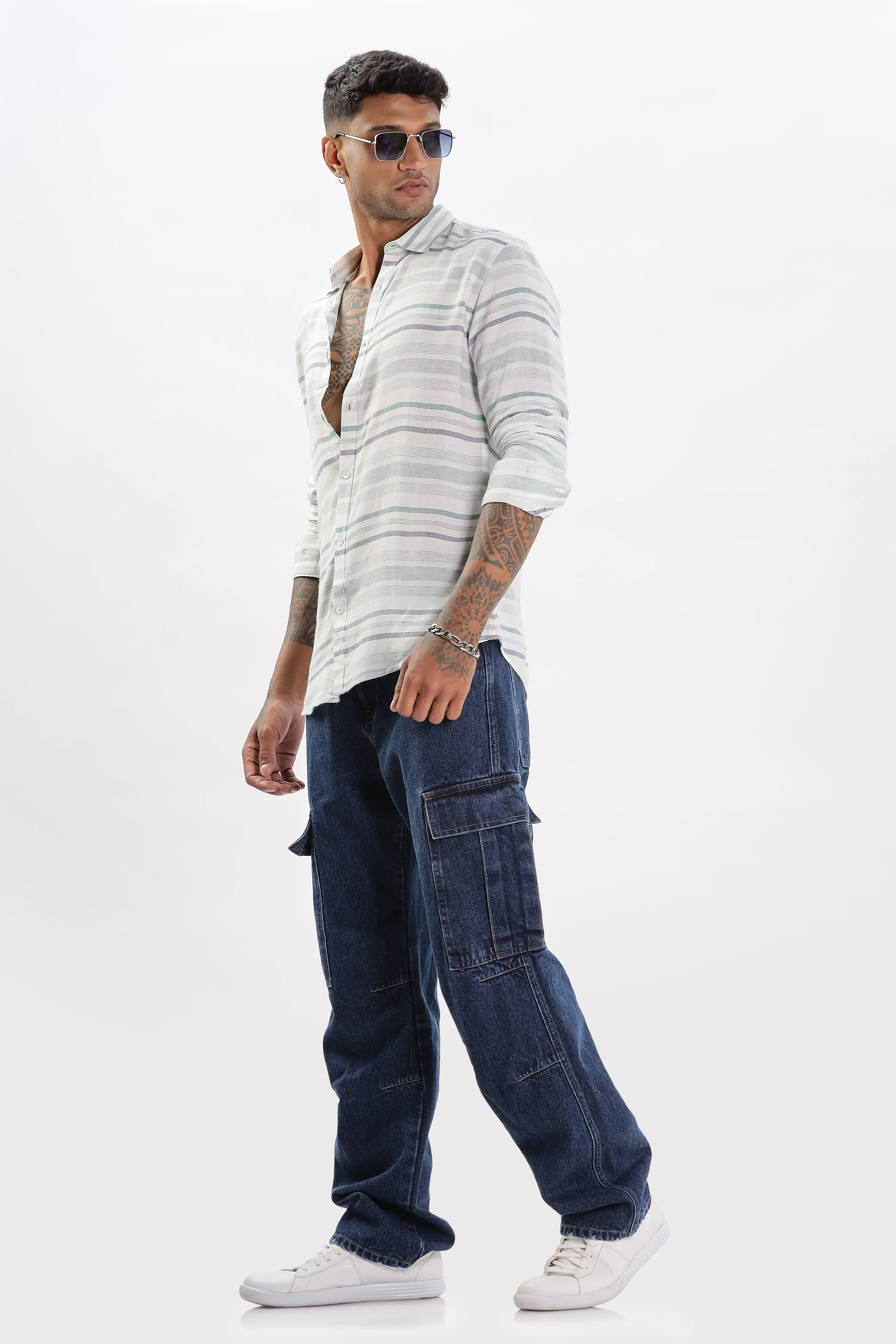 Uri Horizontal Stripe Linen Casual Shirt - Image 5