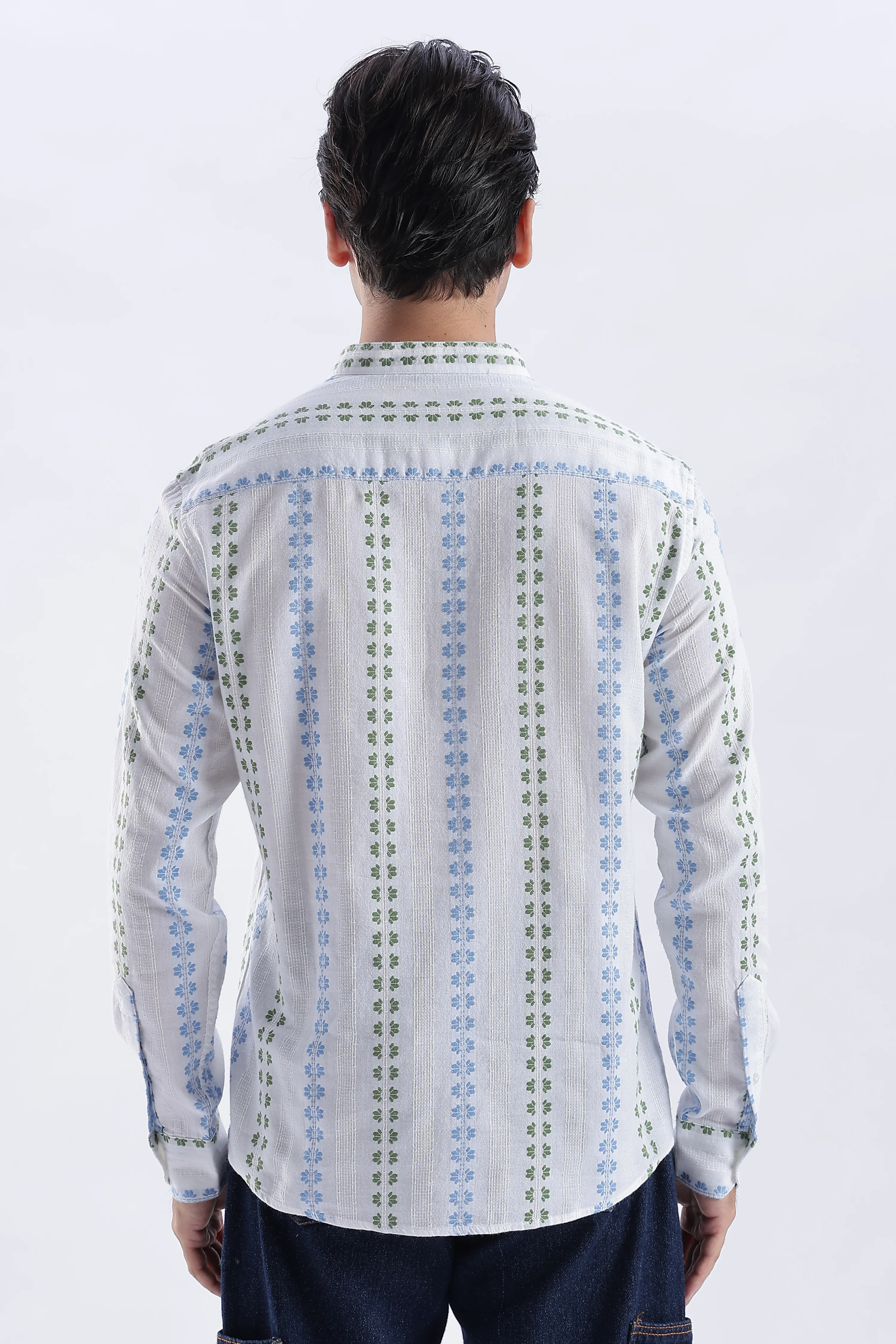 Uri Ice White Dobby Motif Short Kurta - Image 4