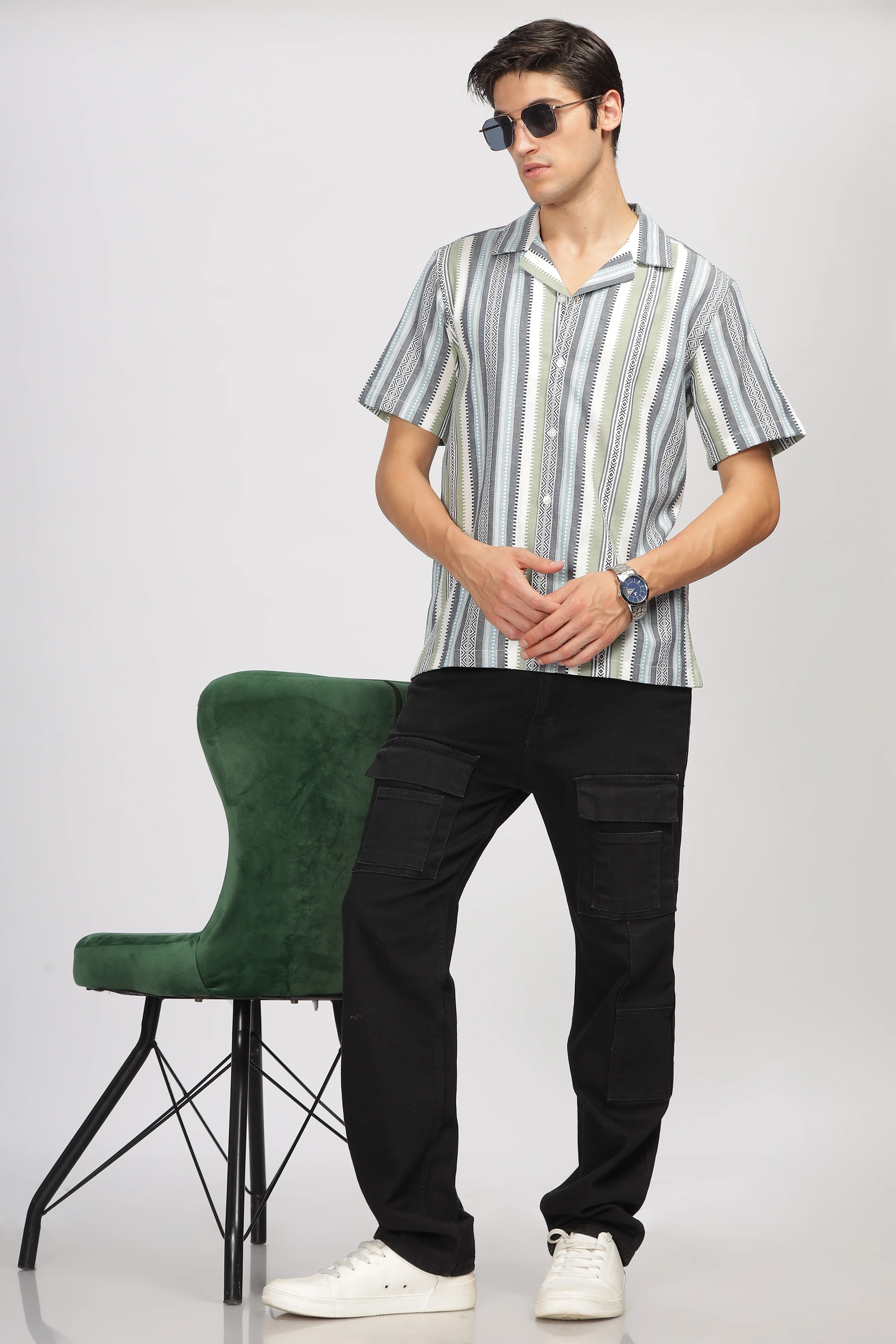 Uri Jacquard Cuban Collar Shirt - Image 5