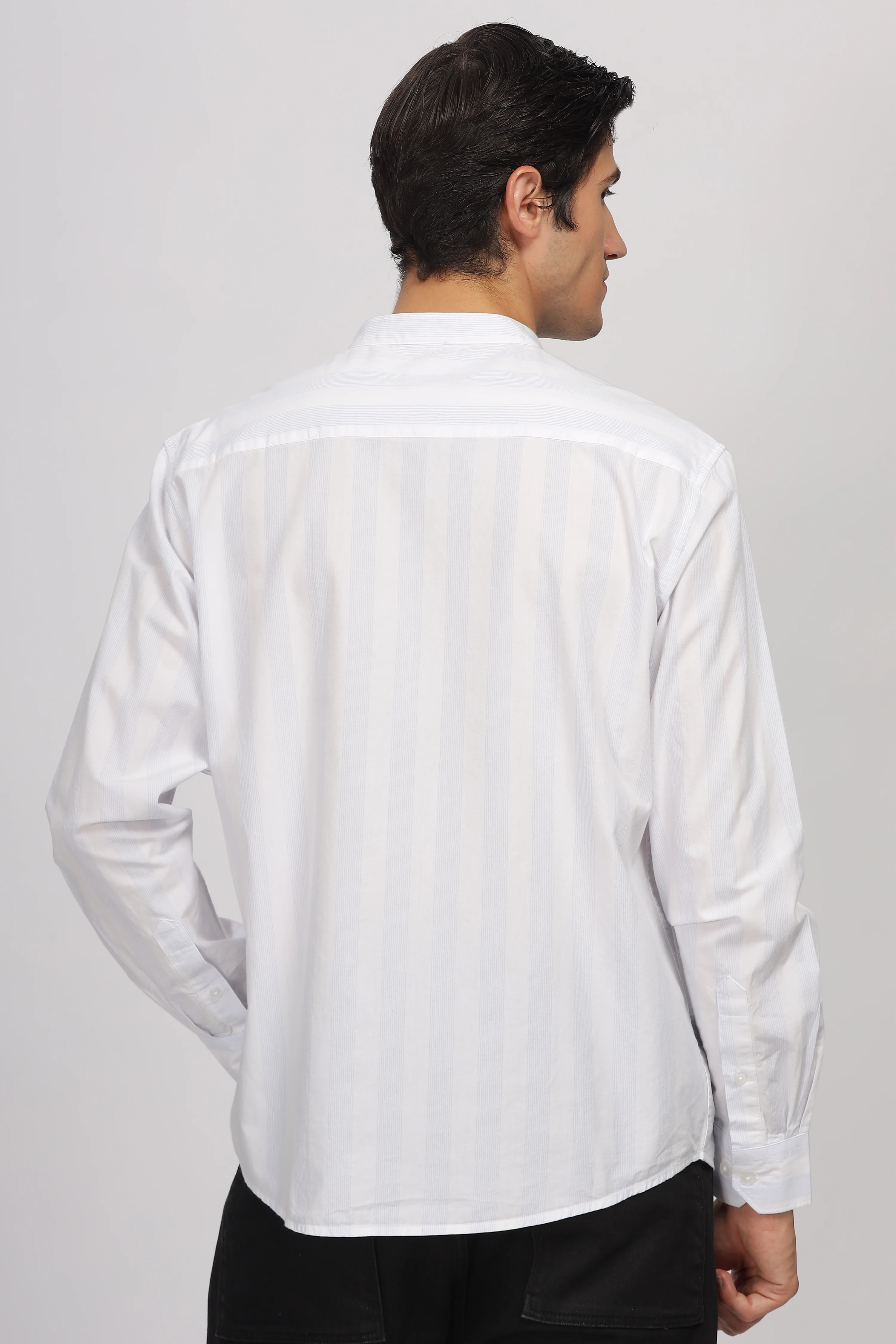 Uri Mandarin Collar Off White Shirt - Image 5