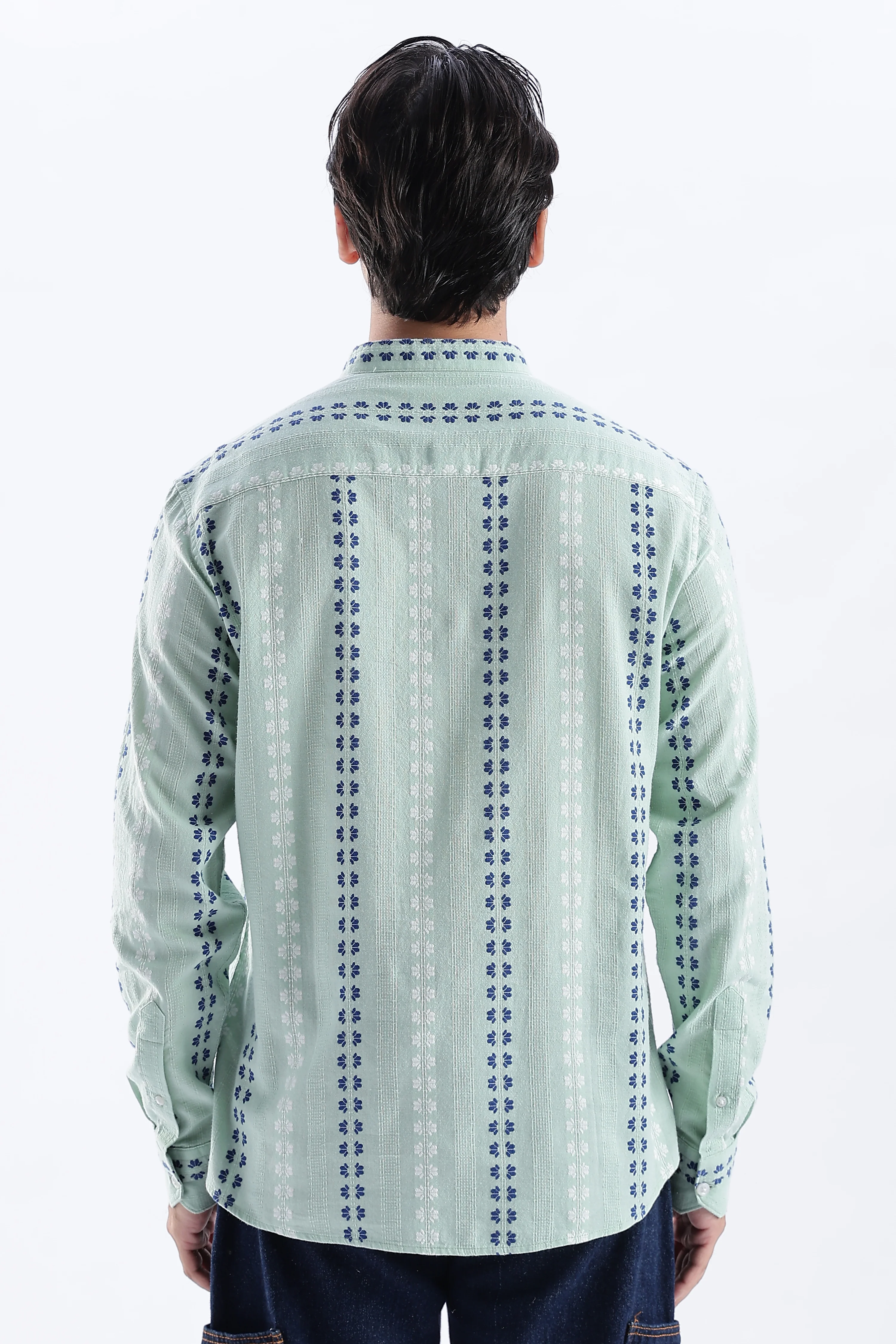 Uri Mint Dobby Motif Short Kurta - Image 4