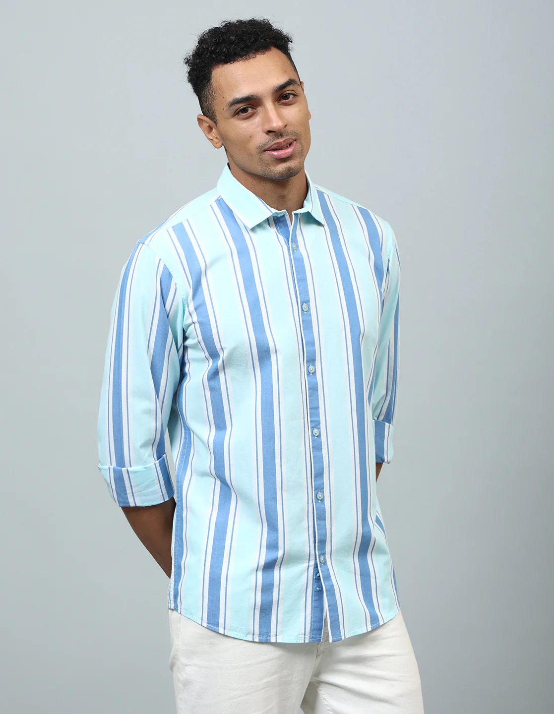 Uri Multi Vertical Striped Cotton Casual Shirt - Image 5