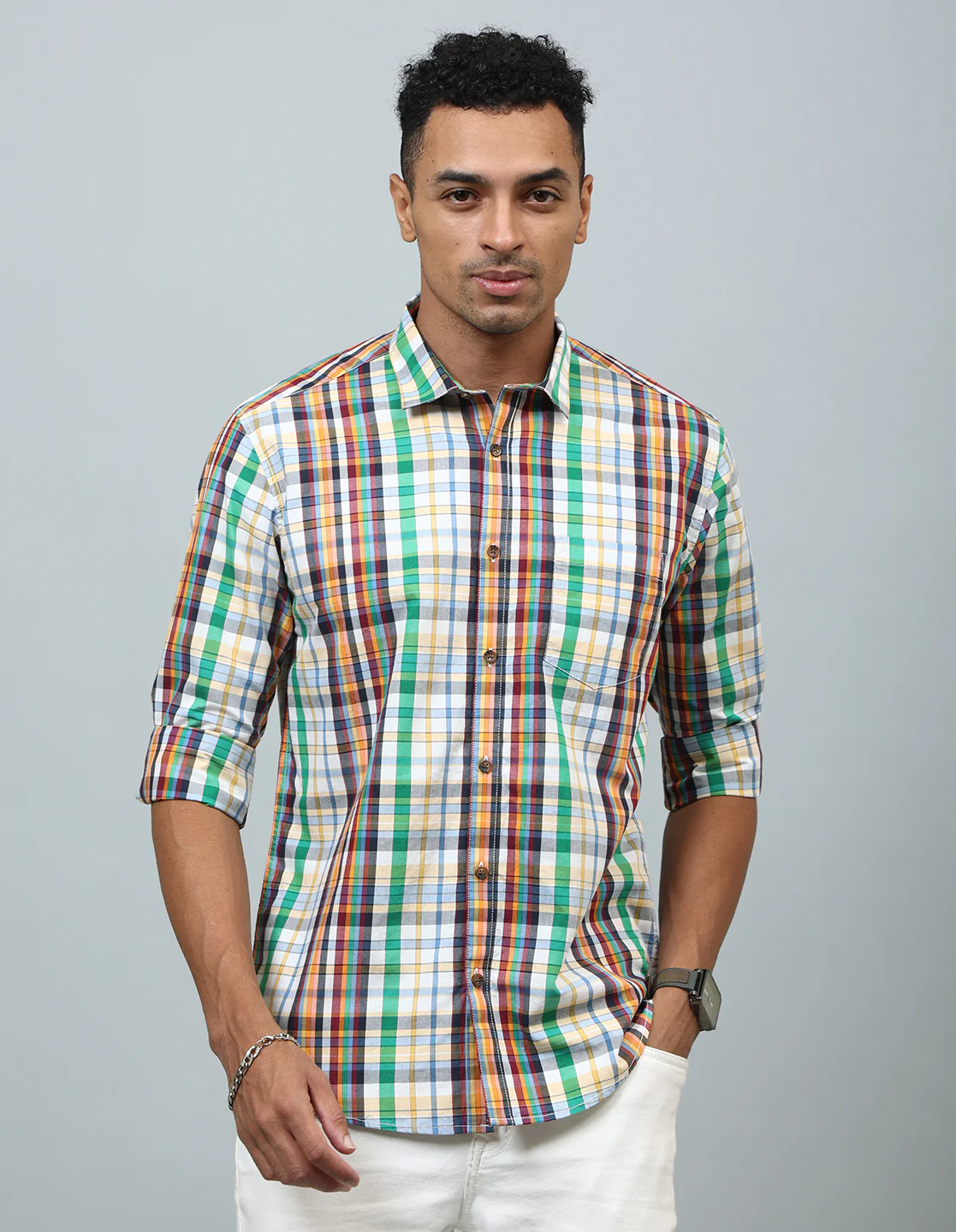 Uri Multicolor Checked Casual Shirt - Image 4