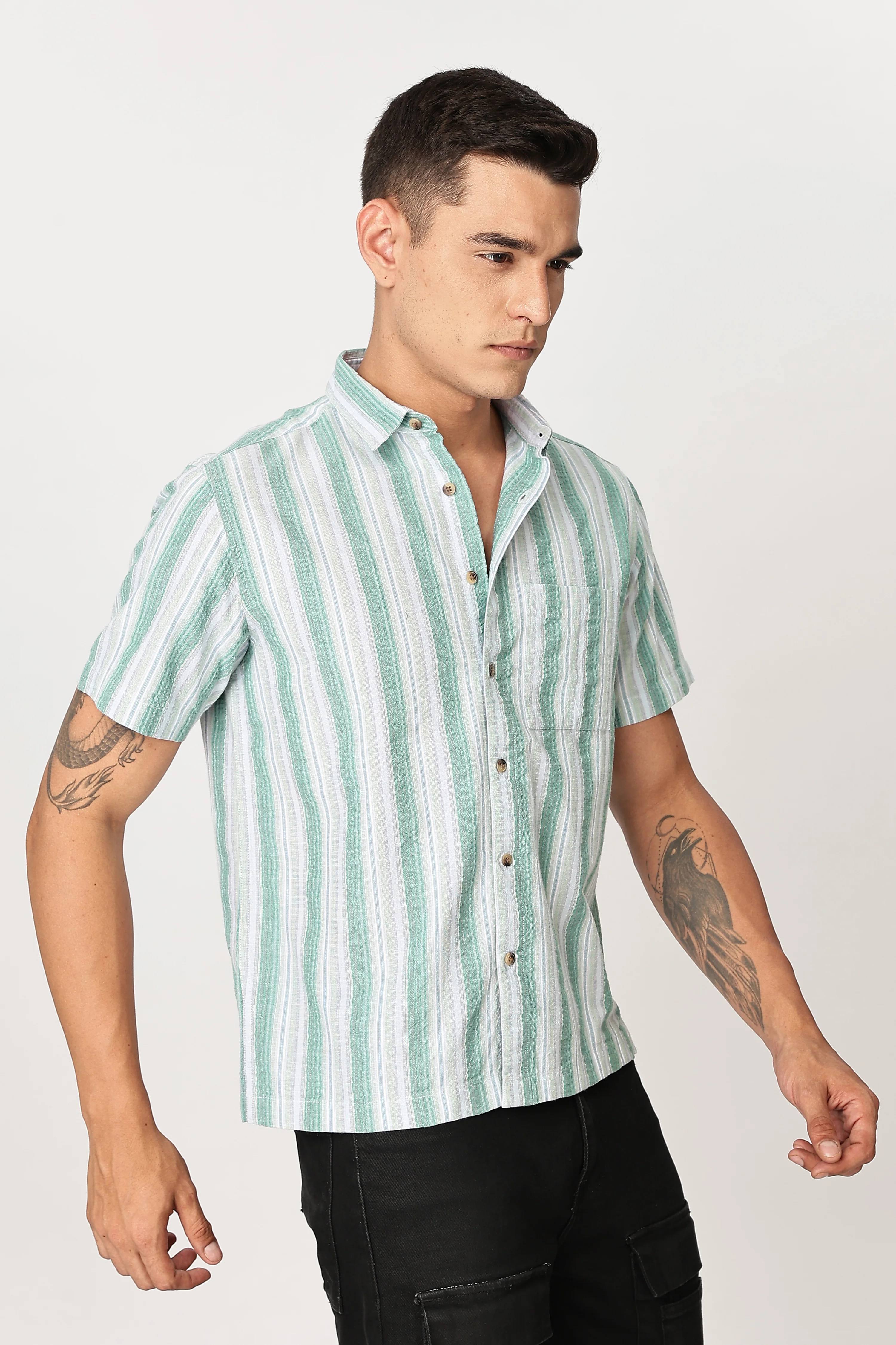 Uri Multicolor Seersucker Striped Shirt - Image 3