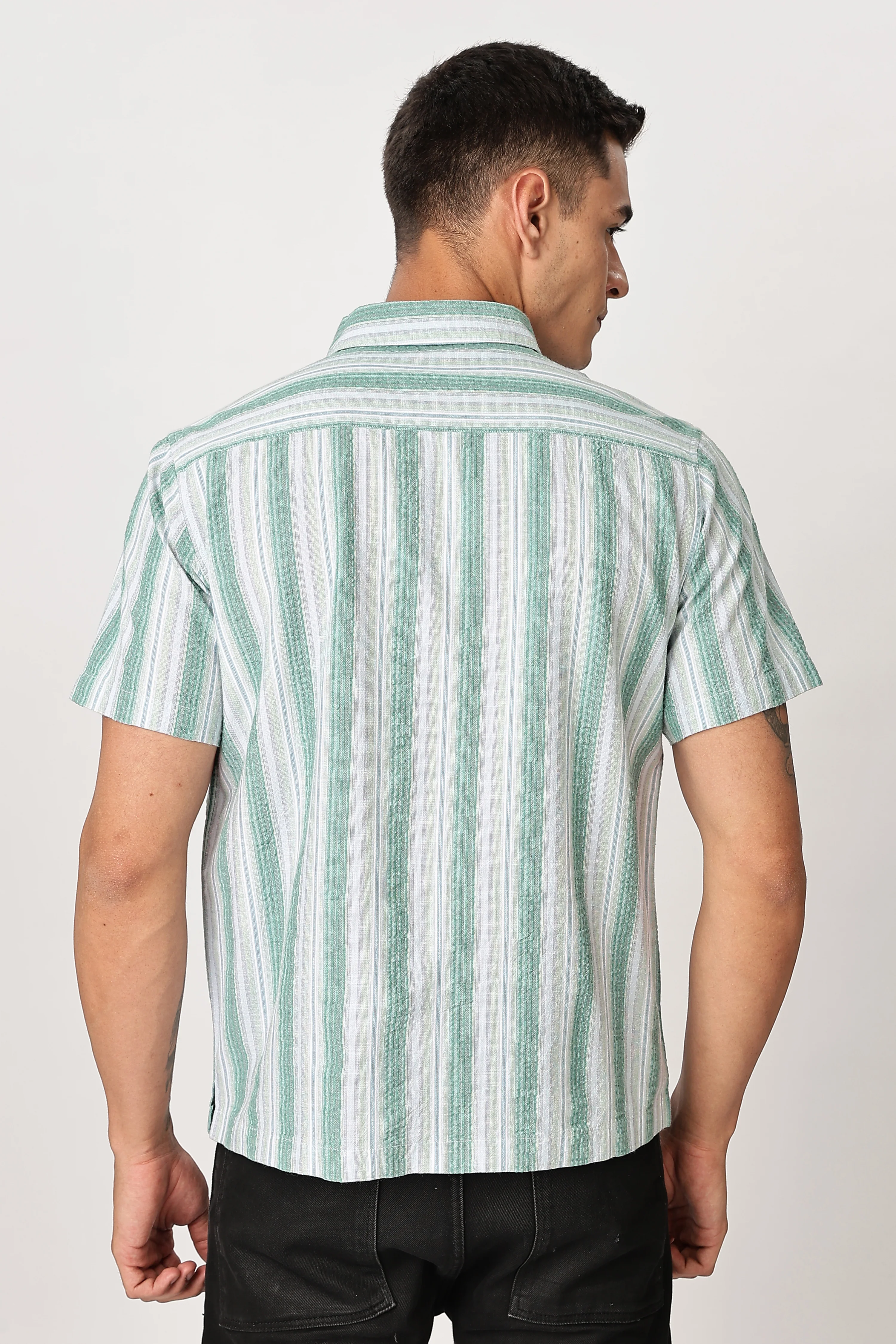 Uri Multicolor Seersucker Striped Shirt - Image 4