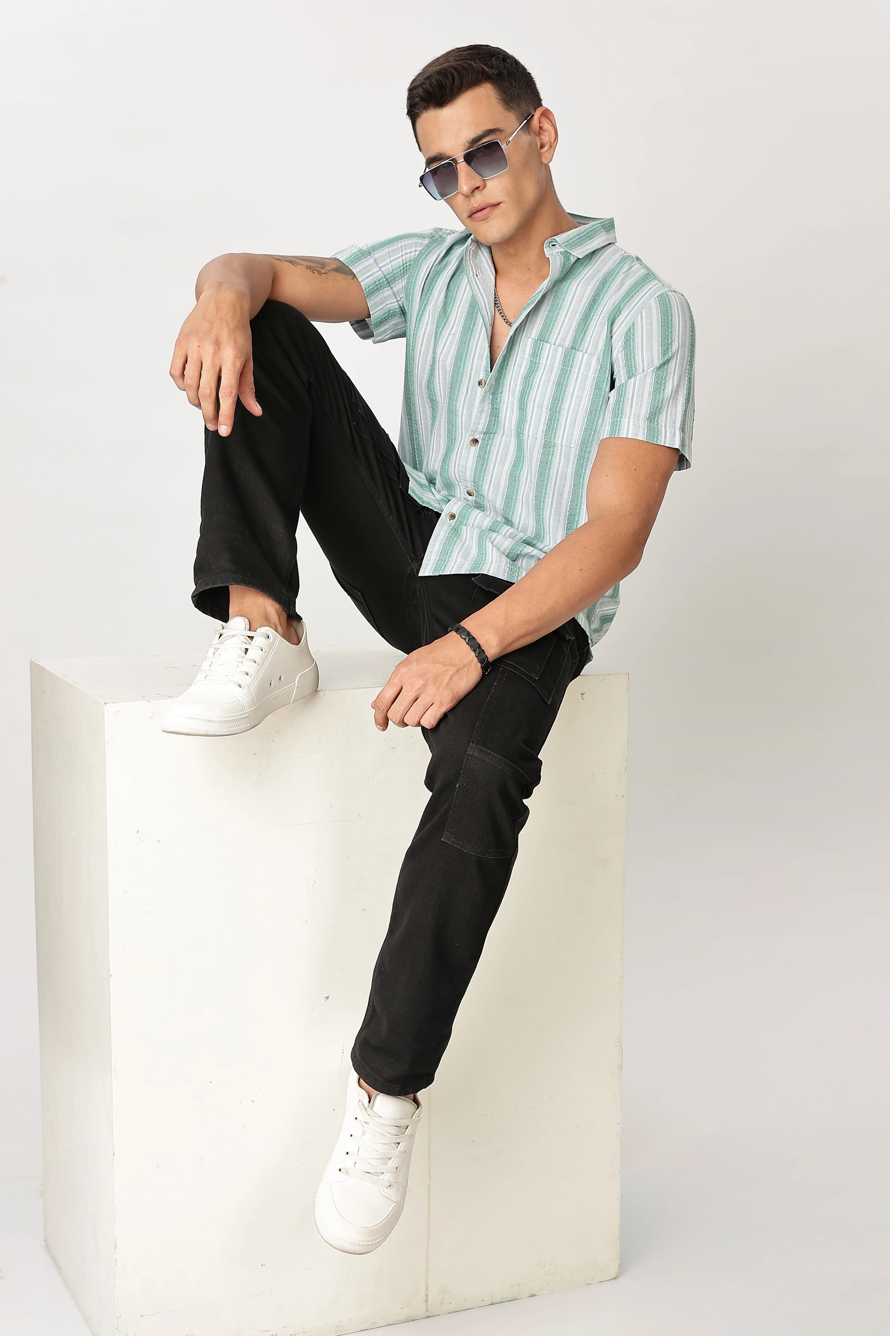 Uri Multicolor Seersucker Striped Shirt - Image 5