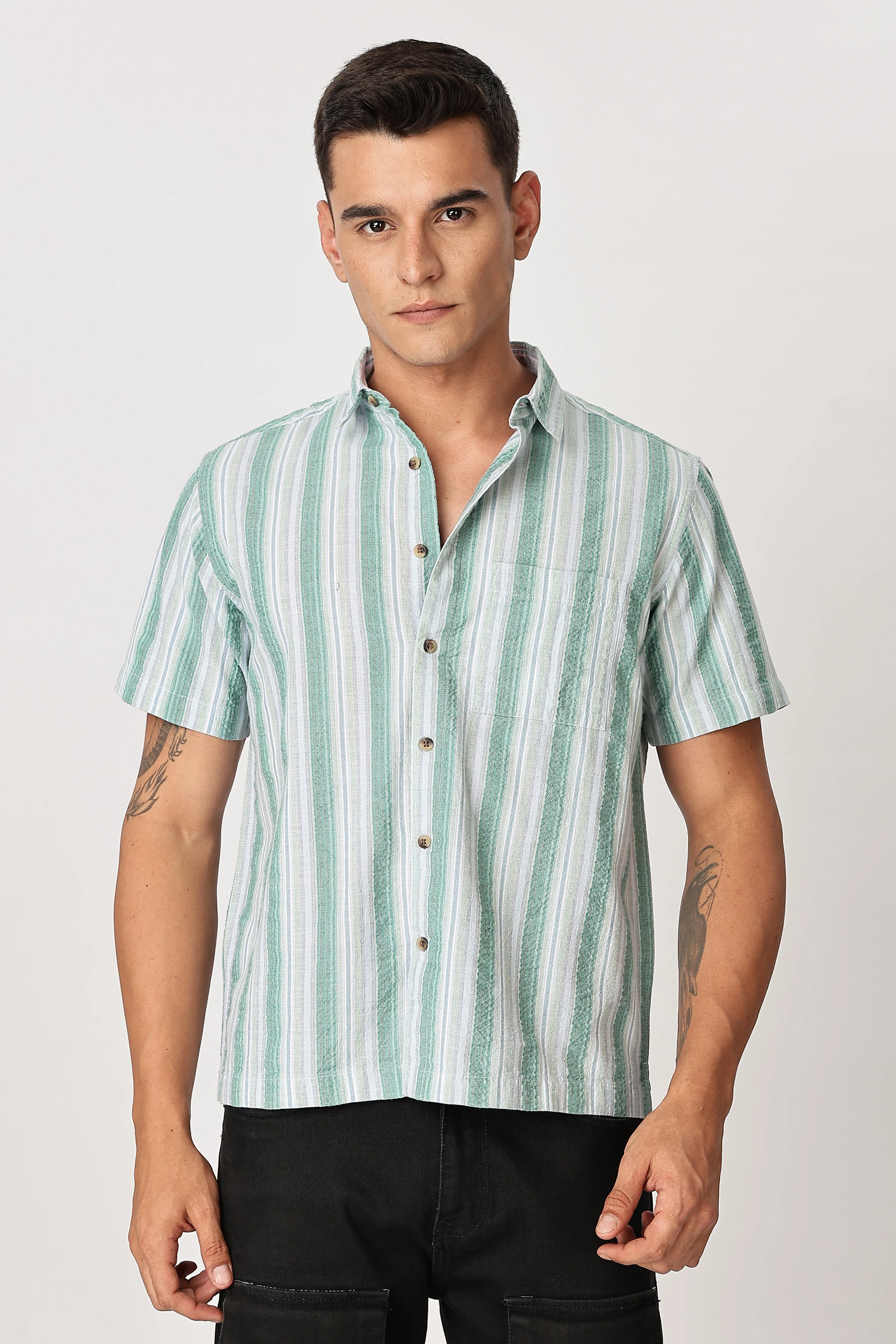 Uri Multicolor Seersucker Striped Shirt - Image 8