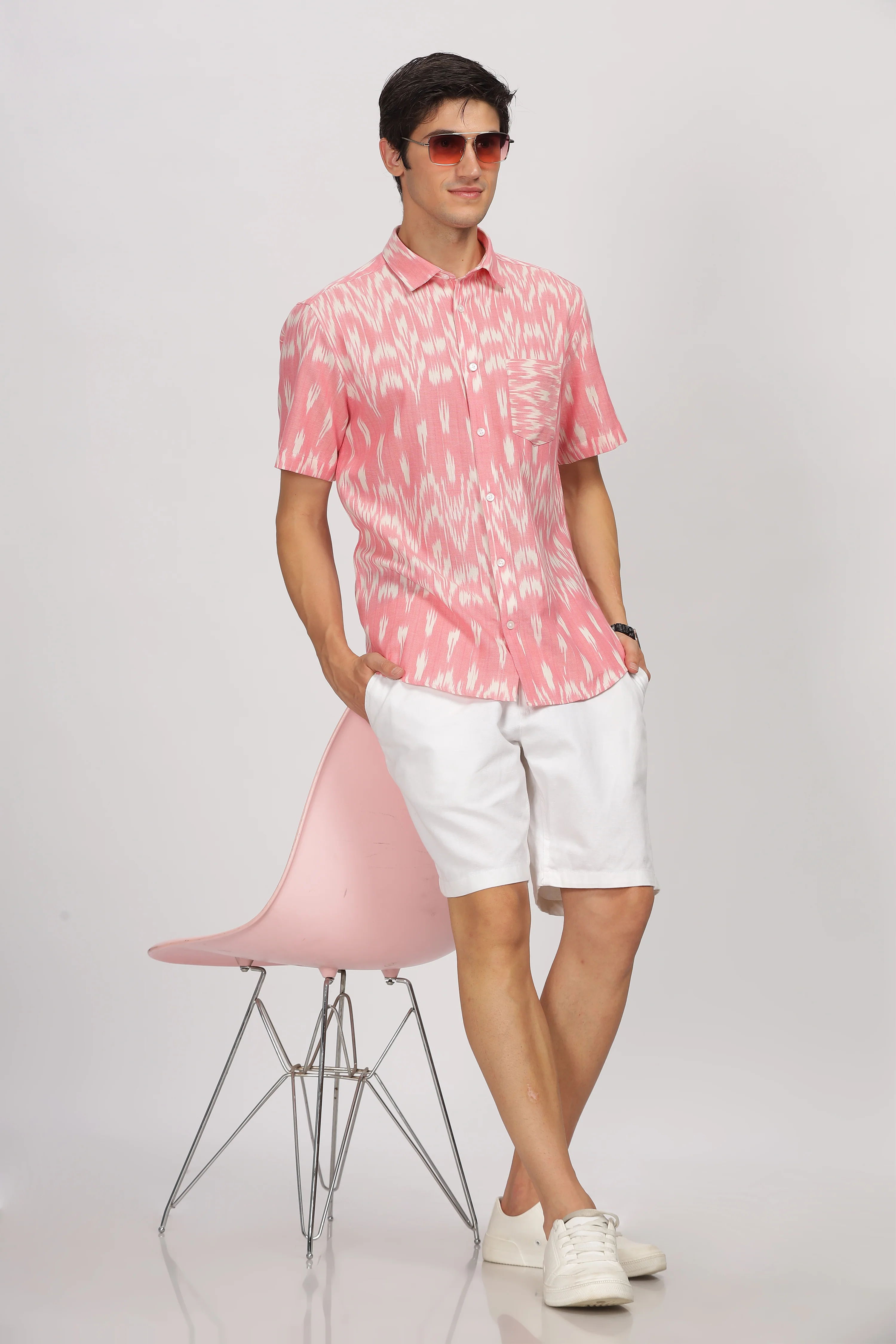 Uri Pink Ikat Regular Fit Casual Shirt - Image 5