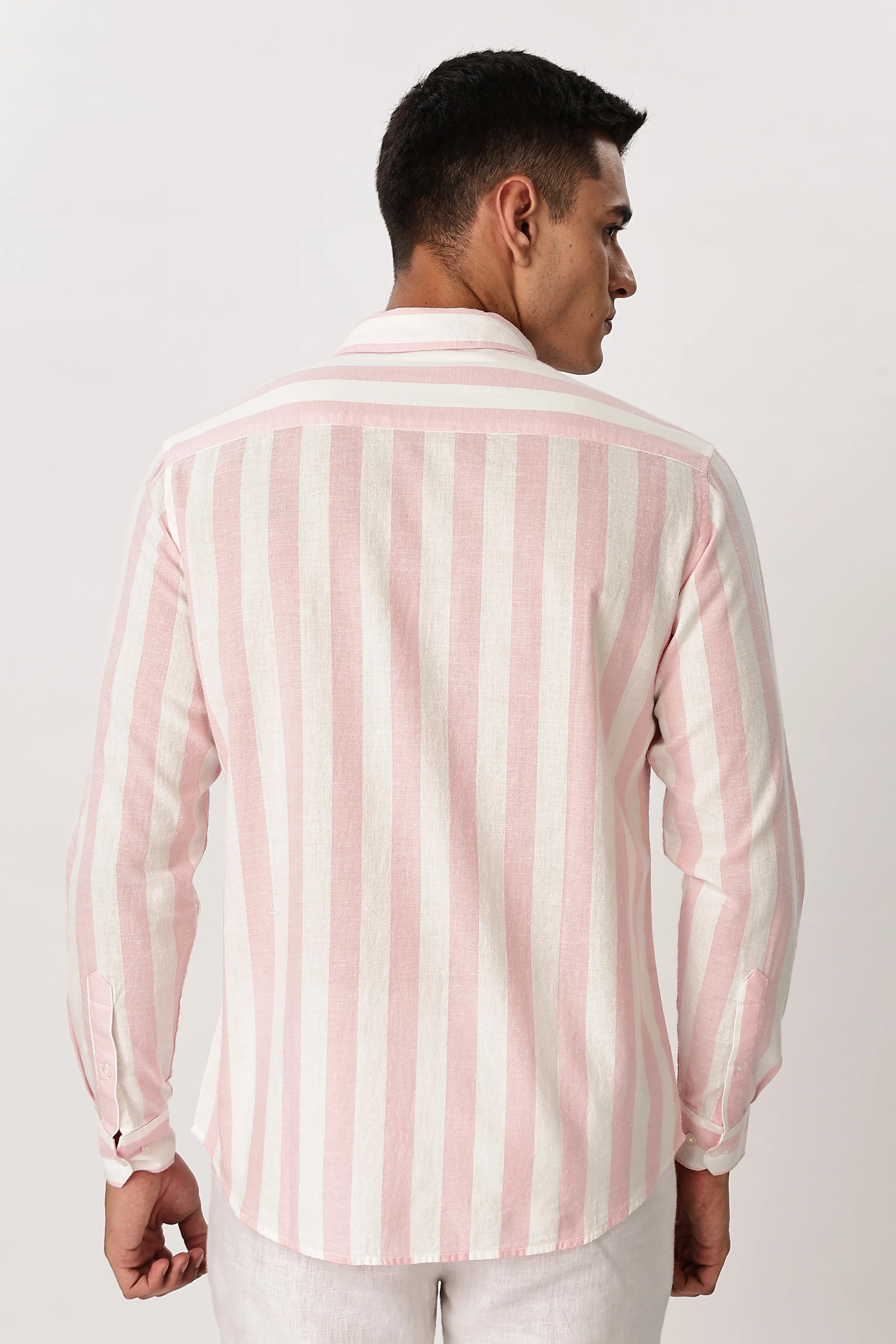 Uri Puce Pink Stripes Cotton Shirt - Image 4