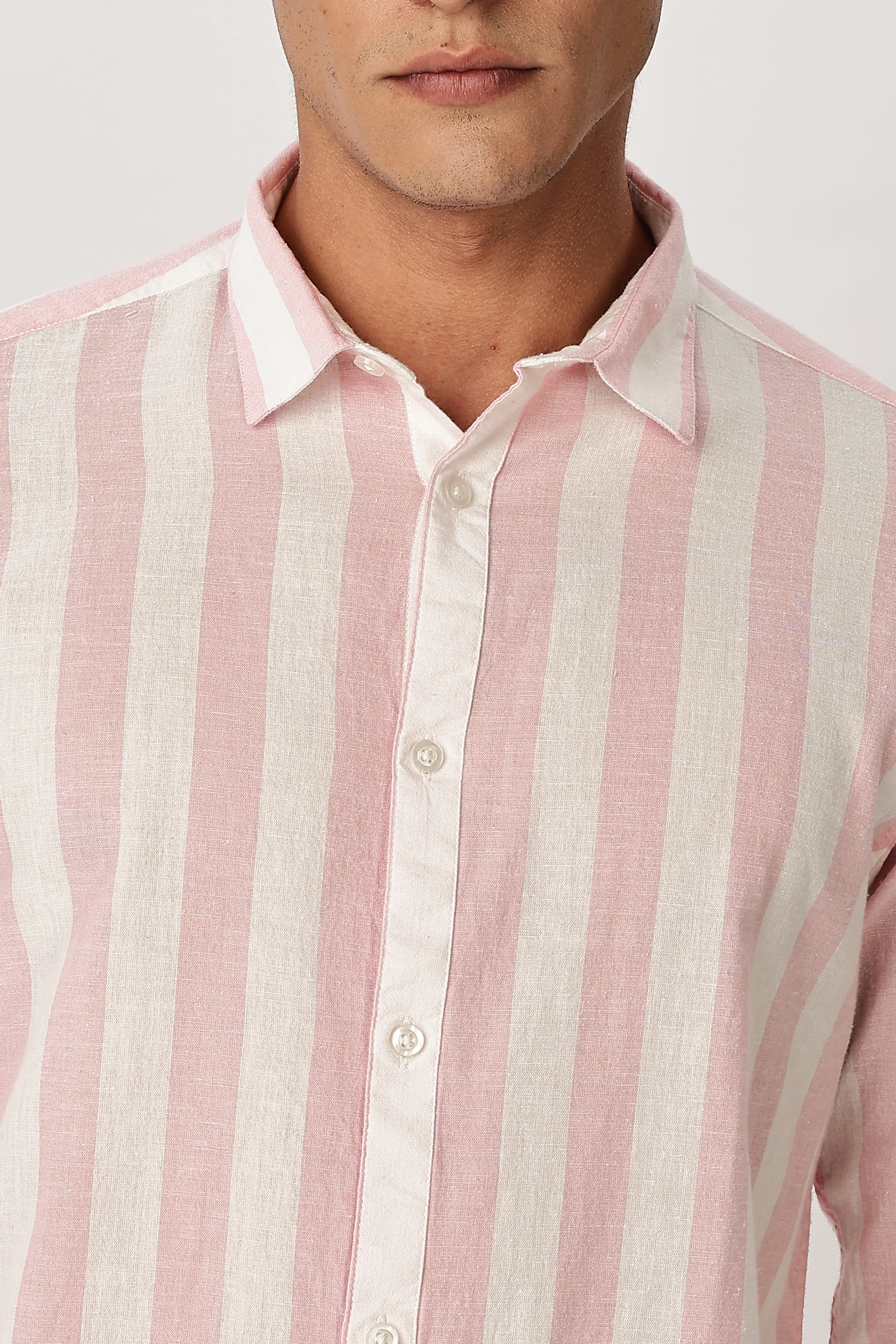 Uri Puce Pink Stripes Cotton Shirt - Image 7