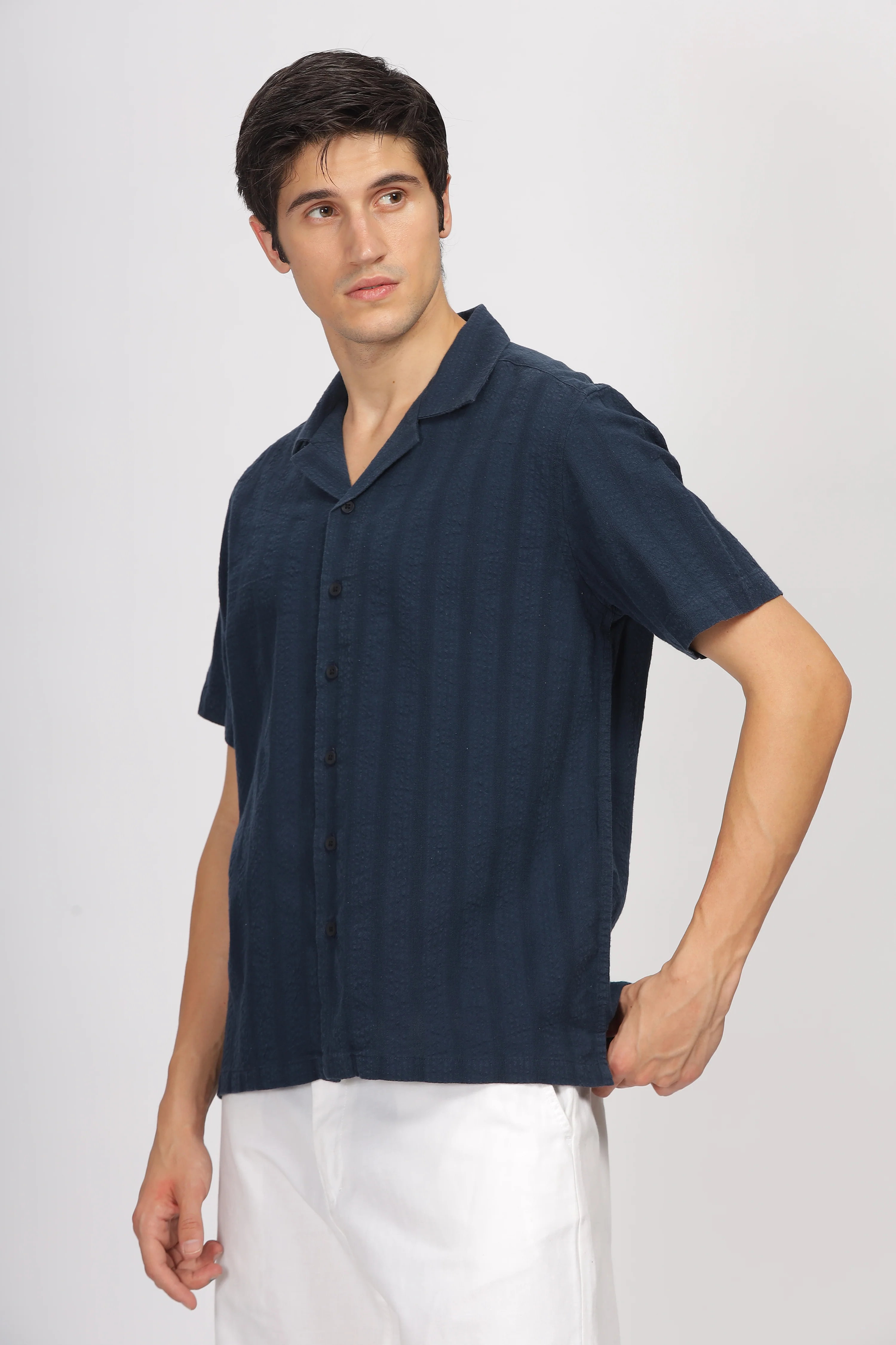 Uri Pure Cotton Seersucker Striped Shirt - Image 3