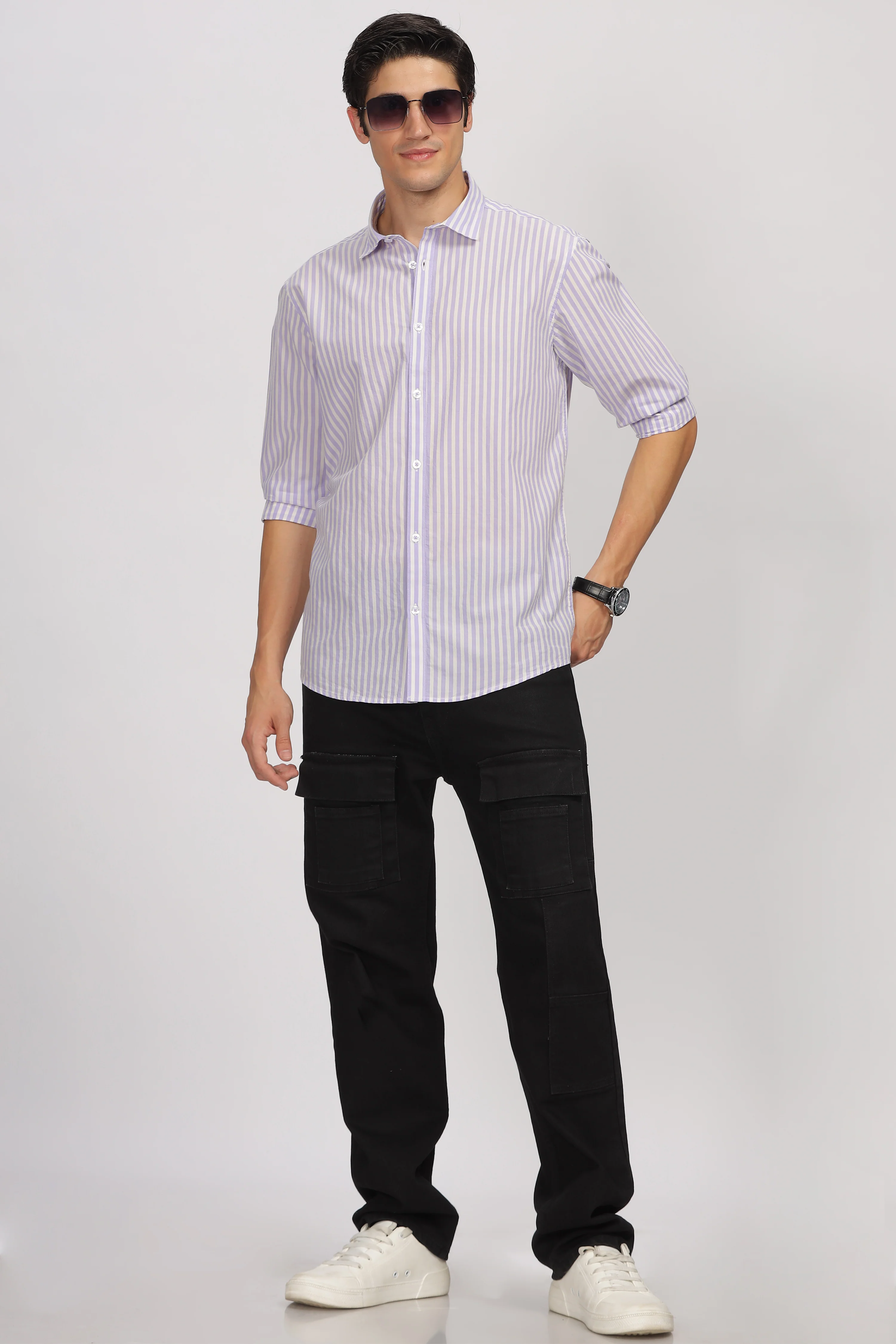 Uri Purple Stripe Full Sleeve Shirt - Image 6