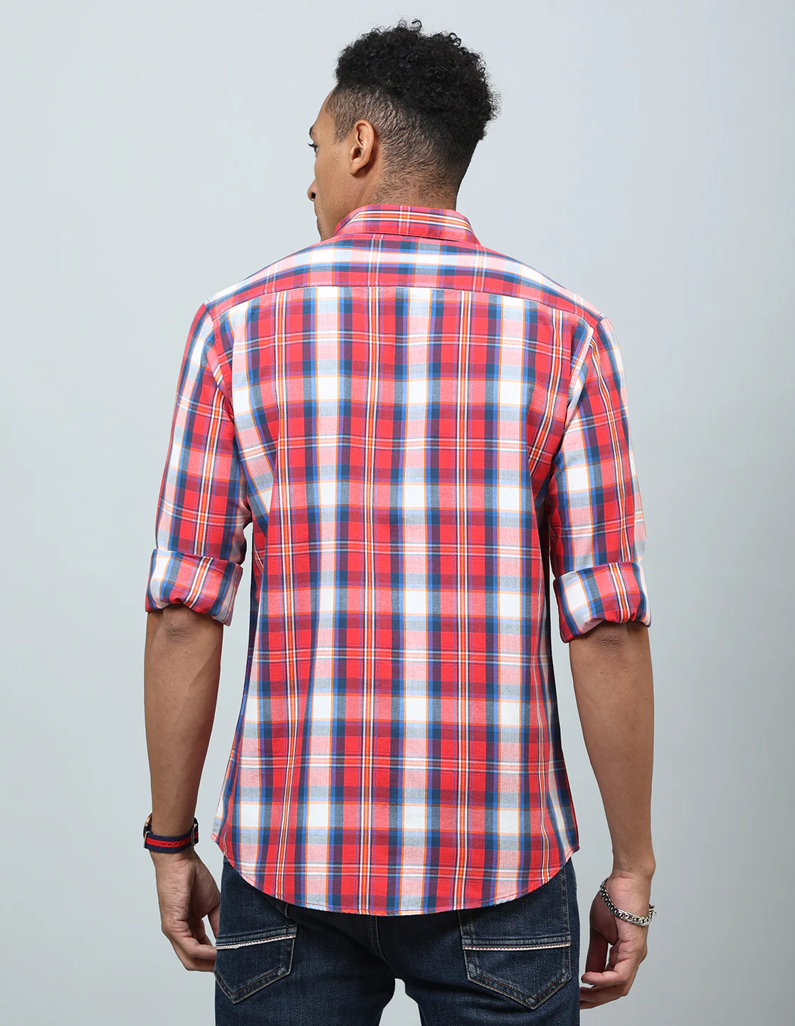 Uri Red Checked Regular Fit Casual Shirt - Image 3